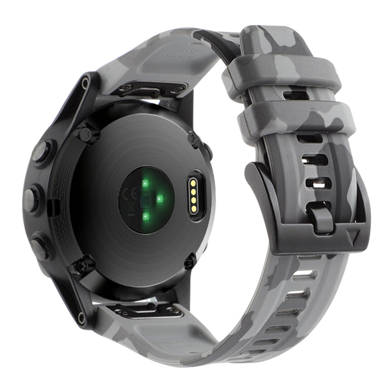 Silicone Watch Band for Garmin Fenix 7X 6X Camouflage Pattern 26mm Quick Release Casual Strap
