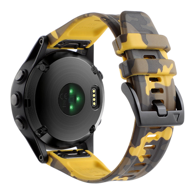 Silicone Watch Band for Garmin Fenix 7X 6X Camouflage Pattern 26mm Quick Release Casual Strap
