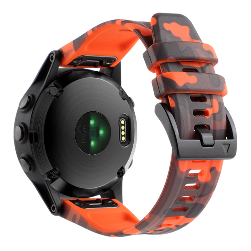Camouflage Pattern Printed Watch Band for Garmin Fenix 7 6 22mm Silicone Quick Release Strap