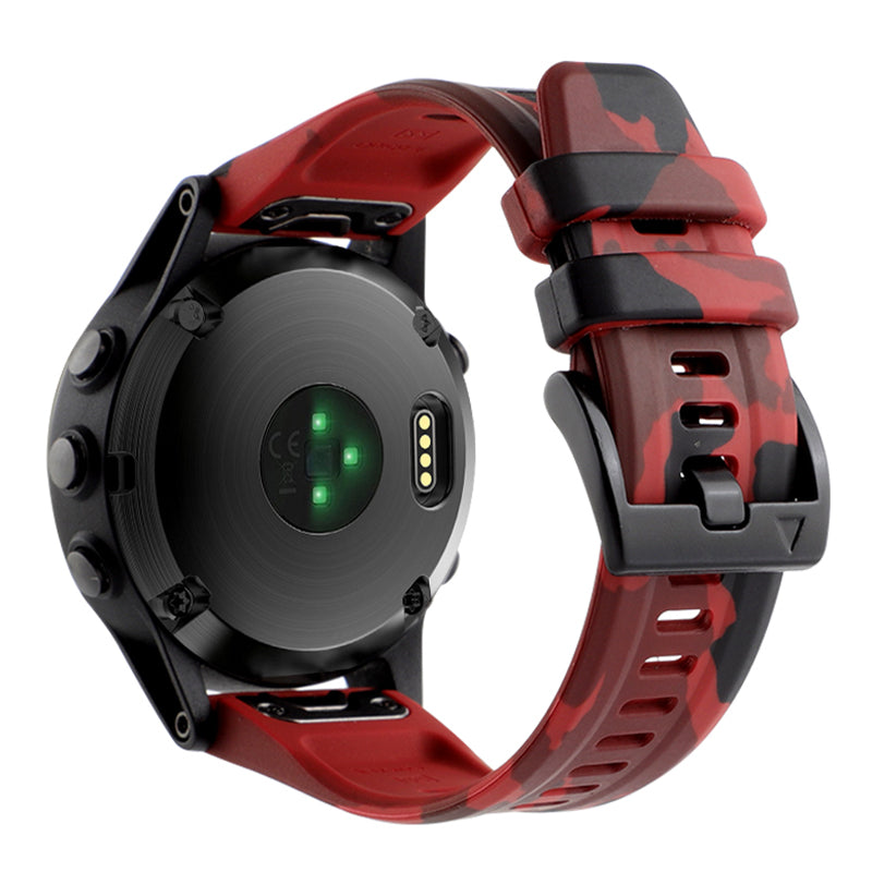 Camouflage Pattern Printed Watch Band for Garmin Fenix 7 6 22mm Silicone Quick Release Strap