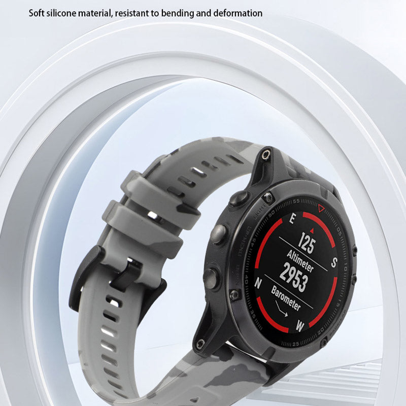 Camouflage Pattern Printed Watch Band for Garmin Fenix 7 6 22mm Silicone Quick Release Strap
