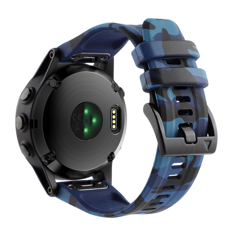Camouflage Pattern Printed Watch Band for Garmin Fenix 7 6 22mm Silicone Quick Release Strap
