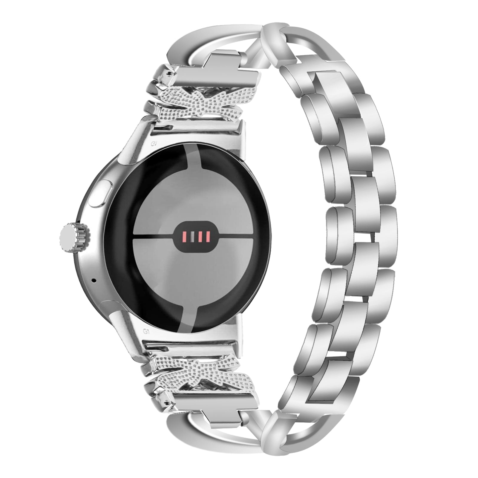 For Google Pixel Watch 2 Pixel Watch Crown X-shape Rhinestones Decor Watch Strap Zinc Alloy Wrist Band