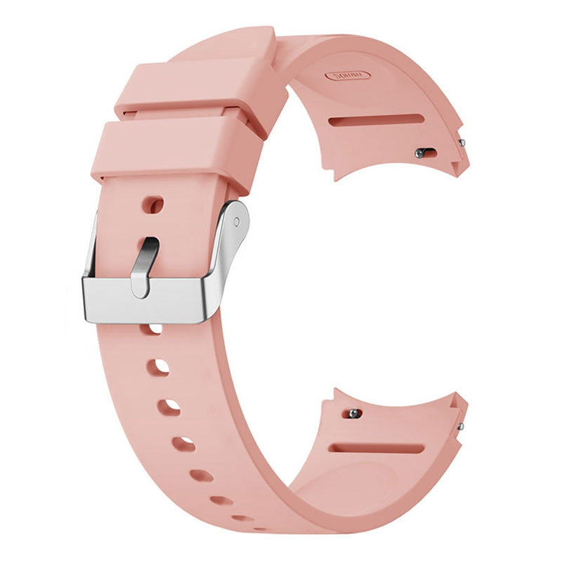 For Samsung Galaxy Watch6 40mm 44mm Watch6 Classic 43mm 47mm Watch Band Silicone Strap with Silver Buckle
