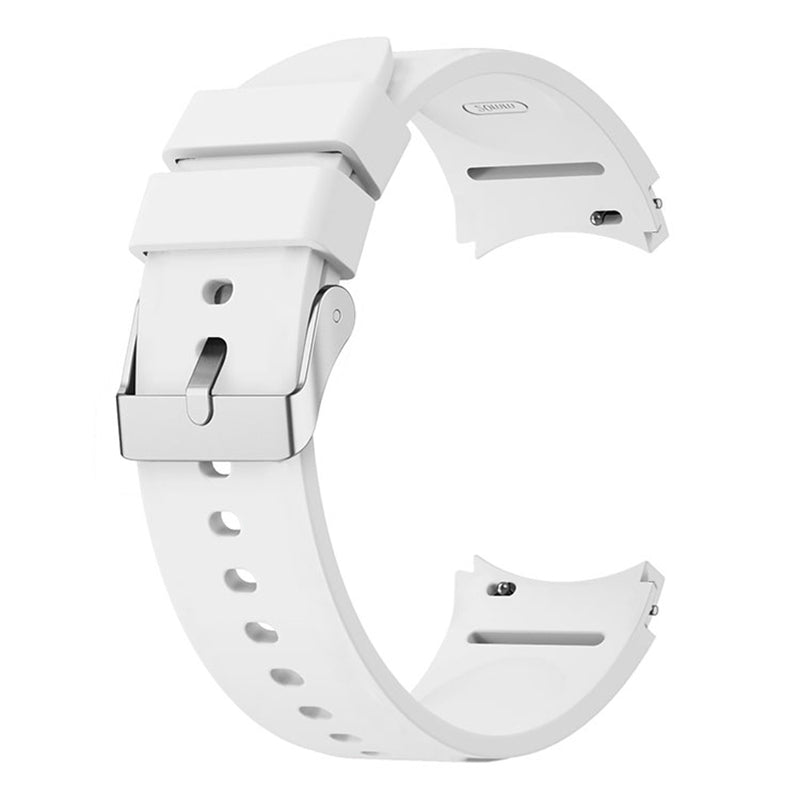 For Samsung Galaxy Watch6 40mm 44mm Watch6 Classic 43mm 47mm Watch Band Silicone Strap with Silver Buckle
