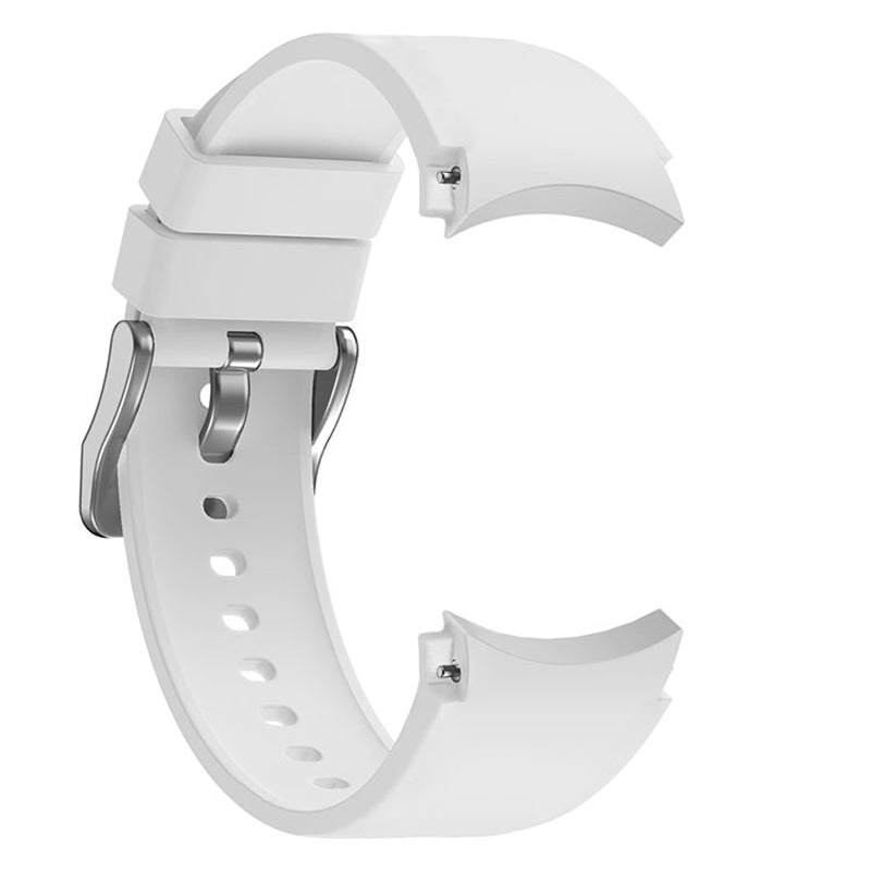 For Samsung Galaxy Watch6 40mm 44mm Watch6 Classic 43mm 47mm Watch Band Silicone Strap with Silver Buckle