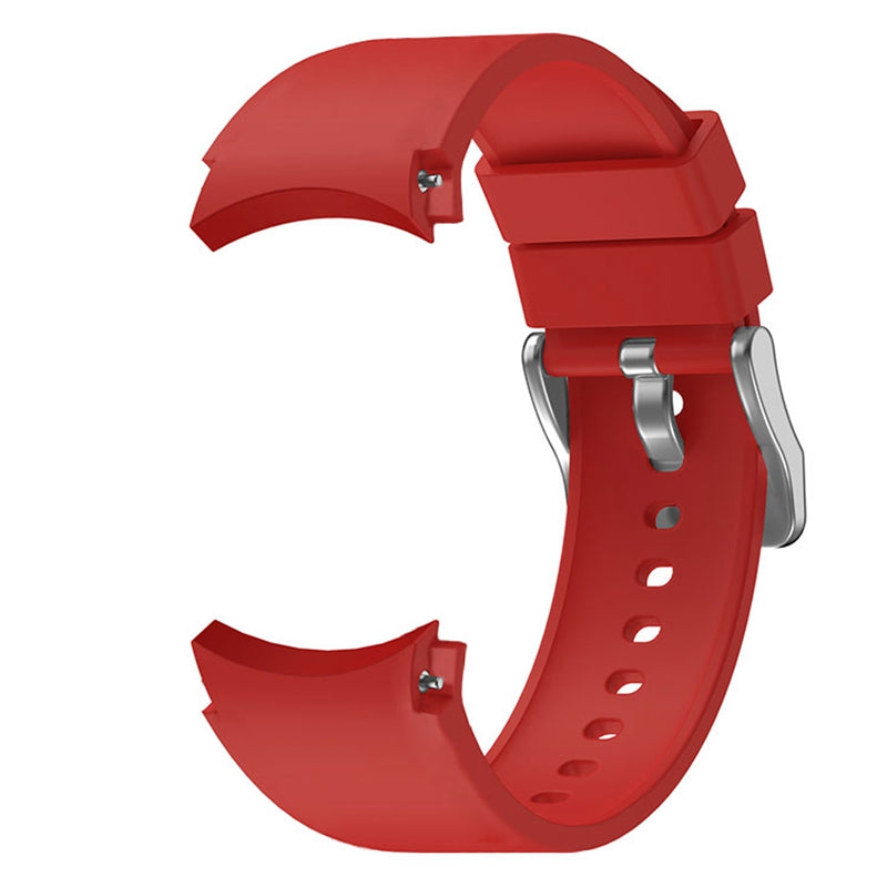 For Samsung Galaxy Watch6 40mm 44mm Watch6 Classic 43mm 47mm Watch Band Silicone Strap with Silver Buckle