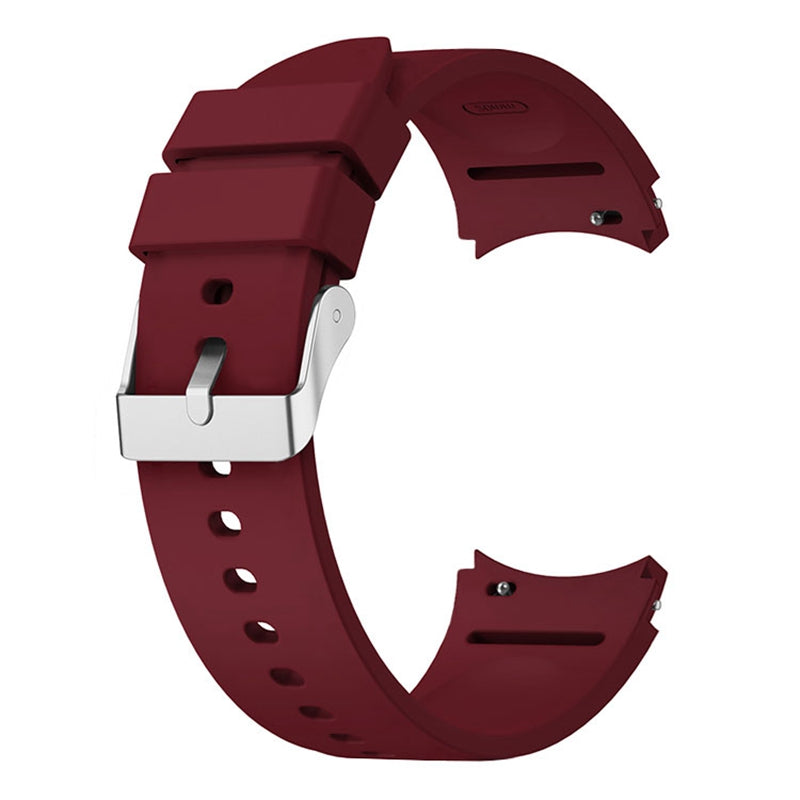 For Samsung Galaxy Watch6 40mm 44mm Watch6 Classic 43mm 47mm Watch Band Silicone Strap with Silver Buckle