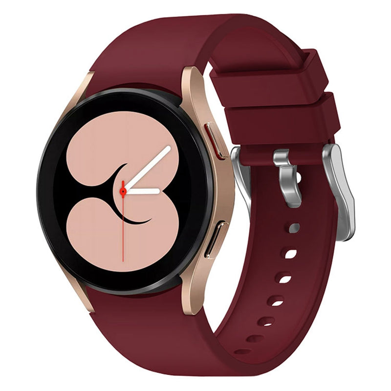 For Samsung Galaxy Watch6 40mm 44mm Watch6 Classic 43mm 47mm Watch Band Silicone Strap with Silver Buckle