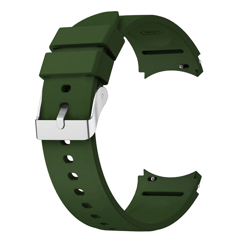 For Samsung Galaxy Watch6 40mm 44mm Watch6 Classic 43mm 47mm Watch Band Silicone Strap with Silver Buckle