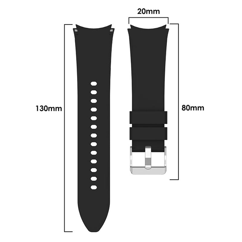 For Samsung Galaxy Watch6 40mm 44mm Watch6 Classic 43mm 47mm Watch Band Silicone Strap with Silver Buckle