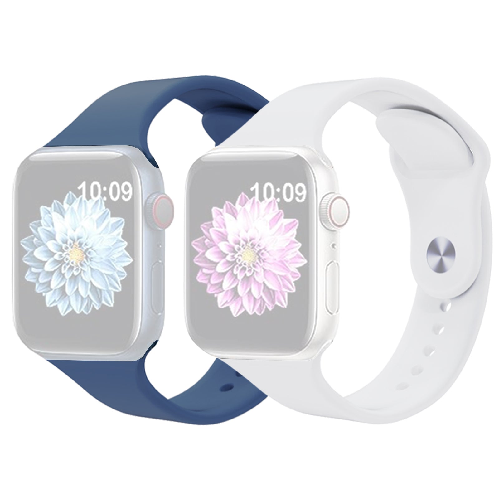 2pcs For Apple Watch Ultra 2 49mm Series 9 45mm SE (2023) 44mm Ultra 49mm 8 7 45mm 6 5 4 SE (2022) SE 44mm 3 2 1 42mm AW Adjustable Silicone Watch Bands Replacement Size M L
