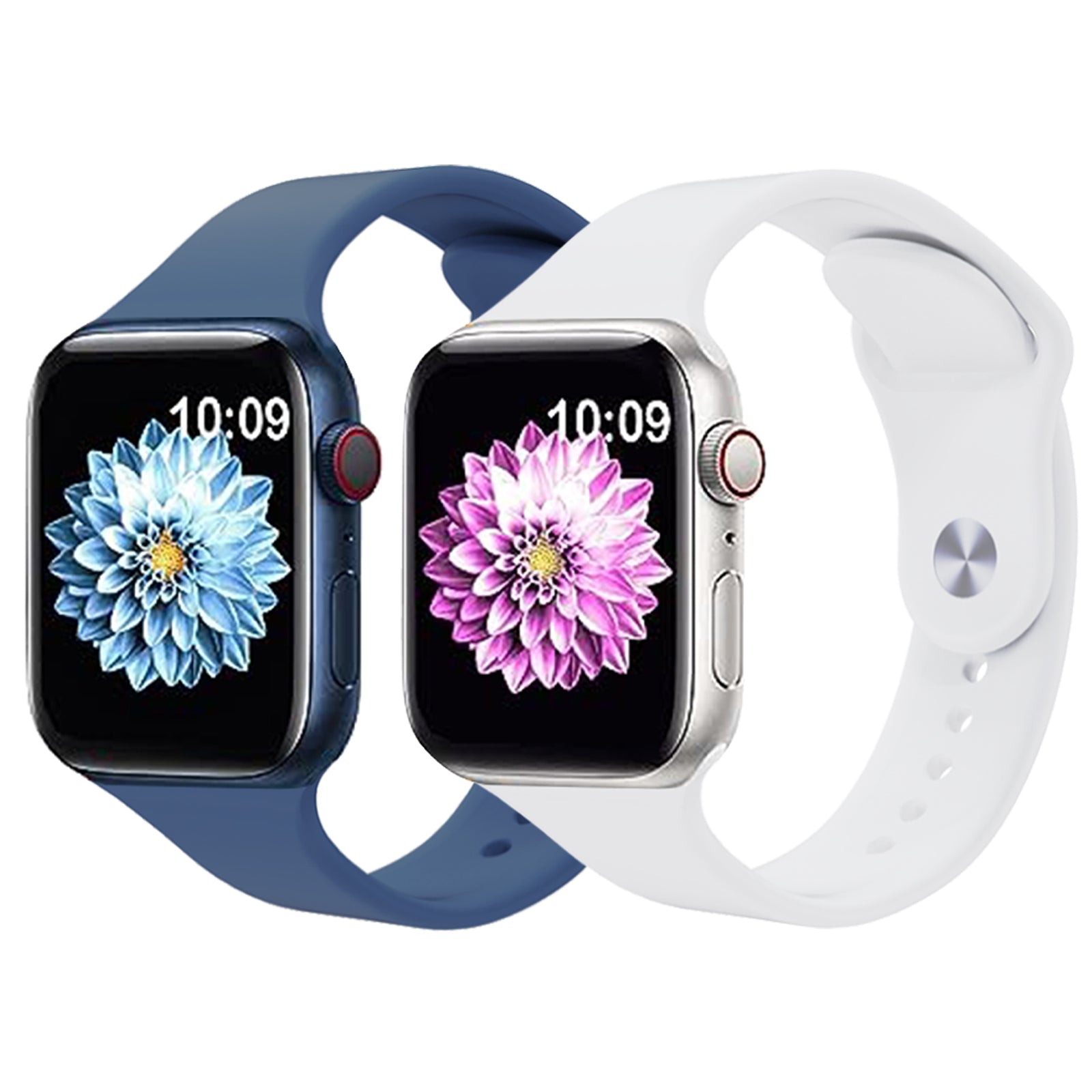 2pcs For Apple Watch Ultra 2 49mm Series 9 45mm SE (2023) 44mm Ultra 49mm 8 7 45mm 6 5 4 SE (2022) SE 44mm 3 2 1 42mm AW Adjustable Silicone Watch Bands Replacement Size M L