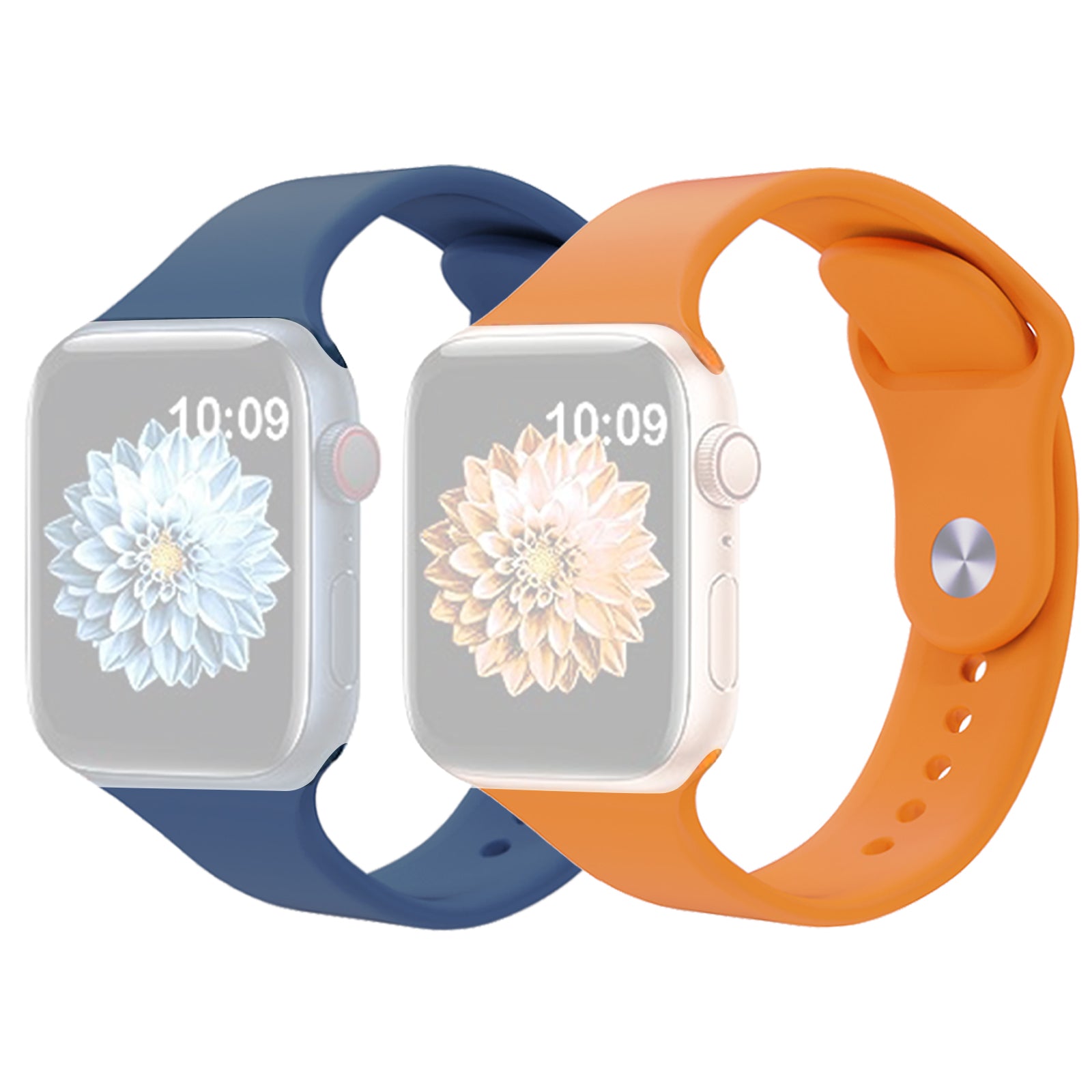 2pcs For Apple Watch Ultra 2 49mm Series 9 45mm SE (2023) 44mm Ultra 49mm 8 7 45mm 6 5 4 SE (2022) SE 44mm 3 2 1 42mm AW Adjustable Silicone Watch Bands Replacement Size M L