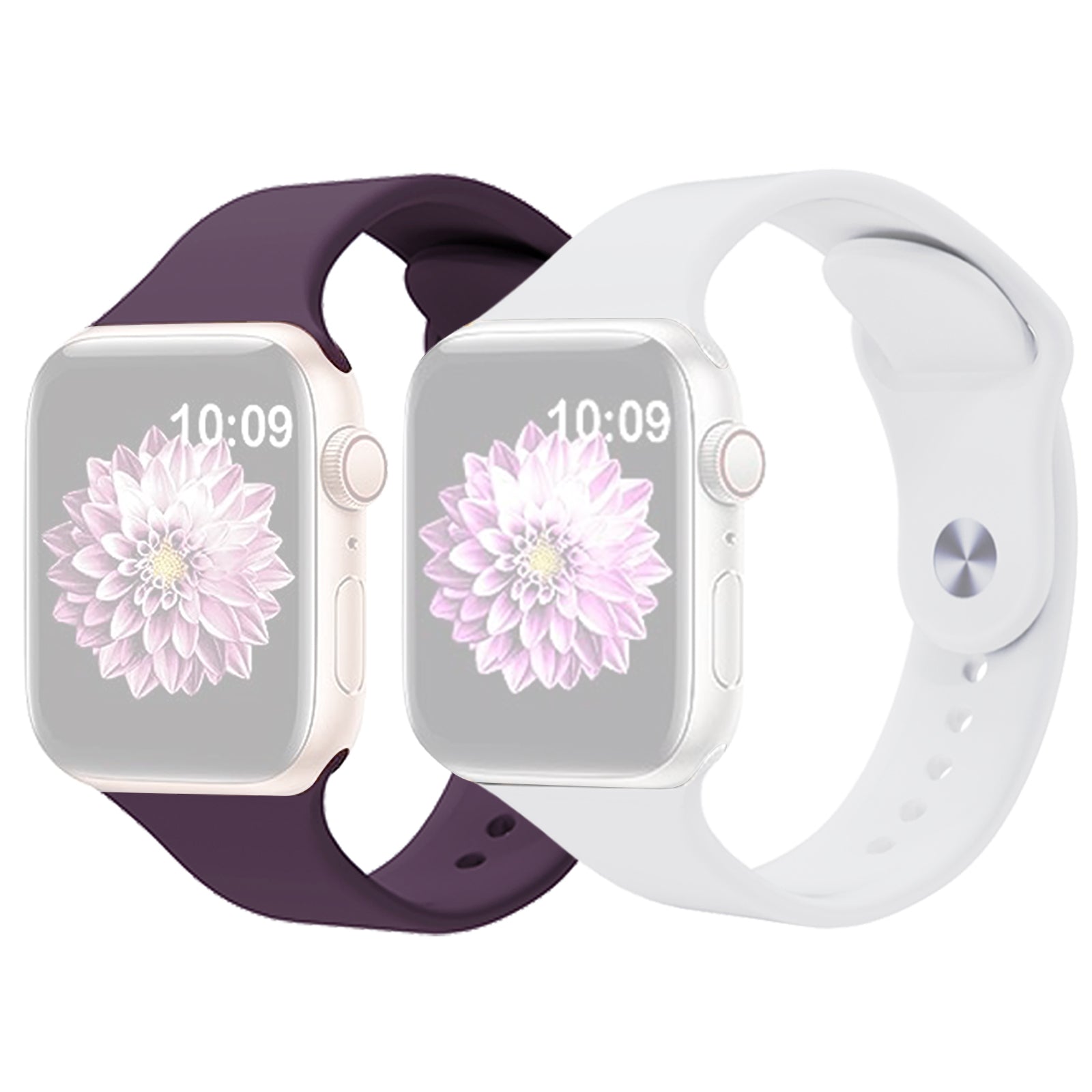 2pcs For Apple Watch Ultra 2 49mm Series 9 45mm SE (2023) 44mm Ultra 49mm 8 7 45mm 6 5 4 SE (2022) SE 44mm 3 2 1 42mm AW Adjustable Silicone Watch Bands Replacement Size M L