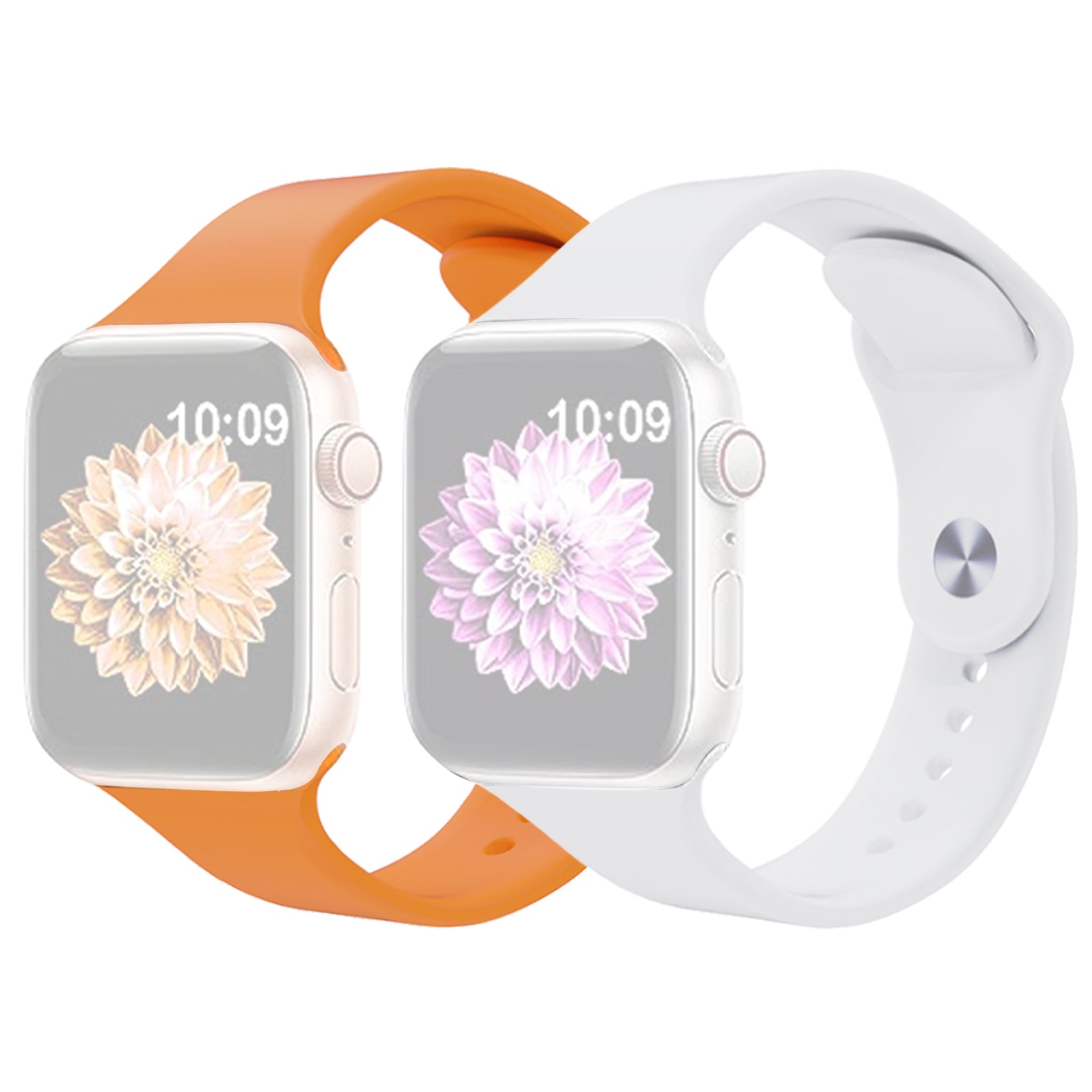 2Pcs Size M L AW Silicone Strap for Apple Watch Series 9 8 7 41mm 6 5 4 SE SE (2022) SE (2023) 40mm 3 2 1 38mm Adjustable Watch Band