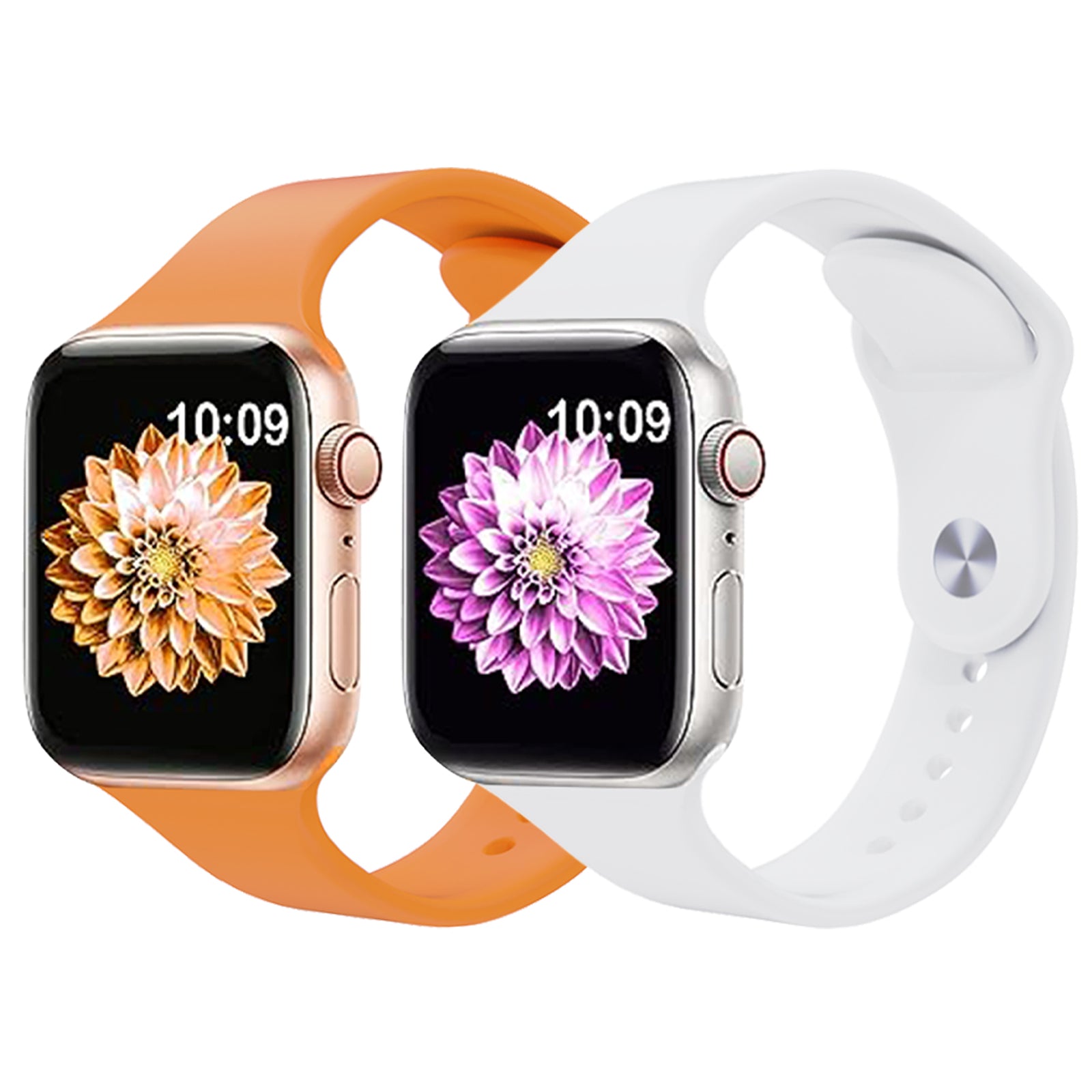 2Pcs Size M L AW Silicone Strap for Apple Watch Series 9 8 7 41mm 6 5 4 SE SE (2022) SE (2023) 40mm 3 2 1 38mm Adjustable Watch Band