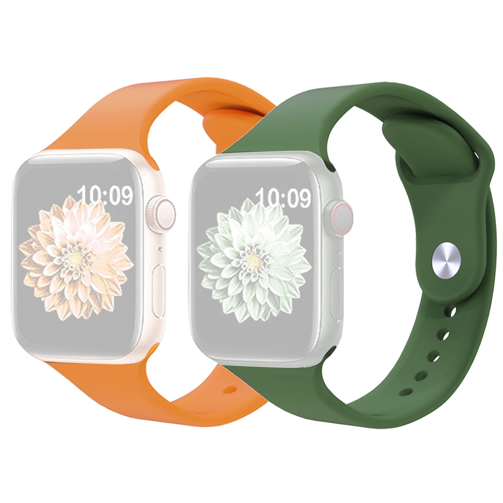 2Pcs Size M L AW Silicone Strap for Apple Watch Series 9 8 7 41mm 6 5 4 SE SE (2022) SE (2023) 40mm 3 2 1 38mm Adjustable Watch Band