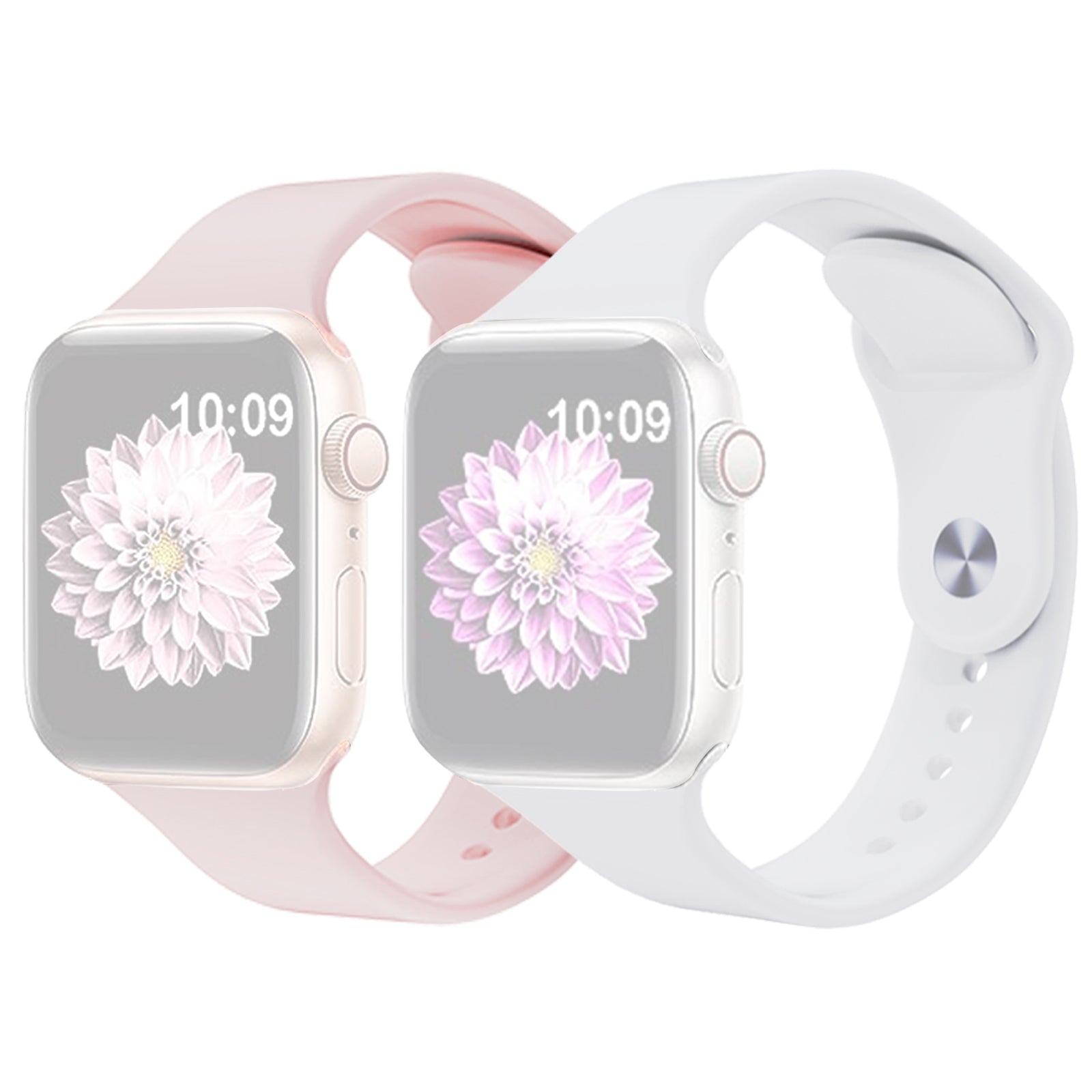 2Pcs Size M L AW Silicone Strap for Apple Watch Series 9 8 7 41mm 6 5 4 SE SE (2022) SE (2023) 40mm 3 2 1 38mm Adjustable Watch Band