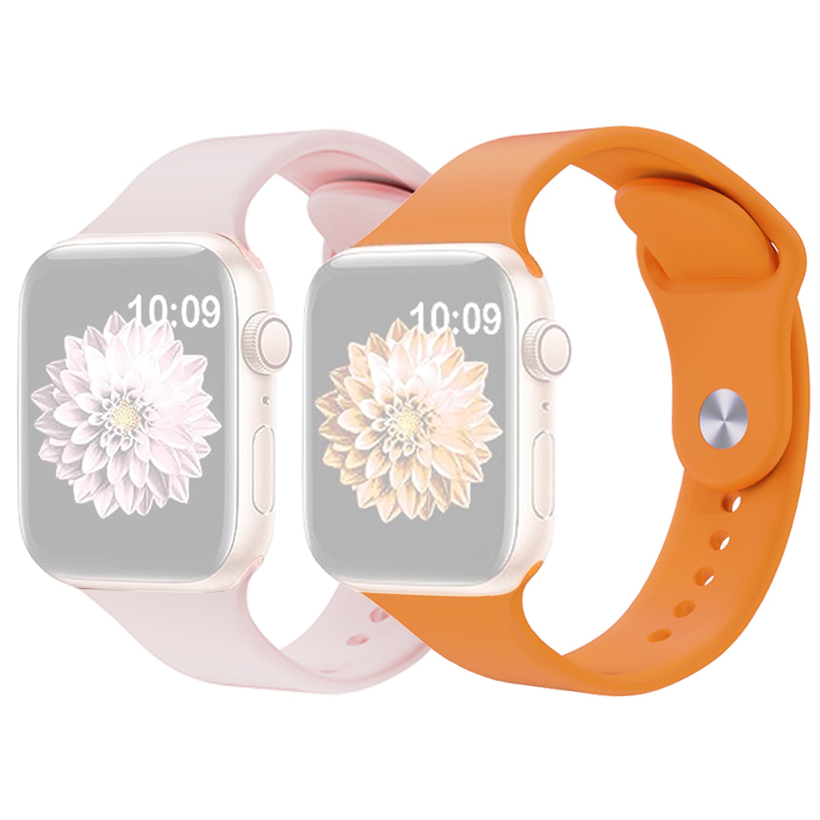 2Pcs Size M L AW Silicone Strap for Apple Watch Series 9 8 7 41mm 6 5 4 SE SE (2022) SE (2023) 40mm 3 2 1 38mm Adjustable Watch Band