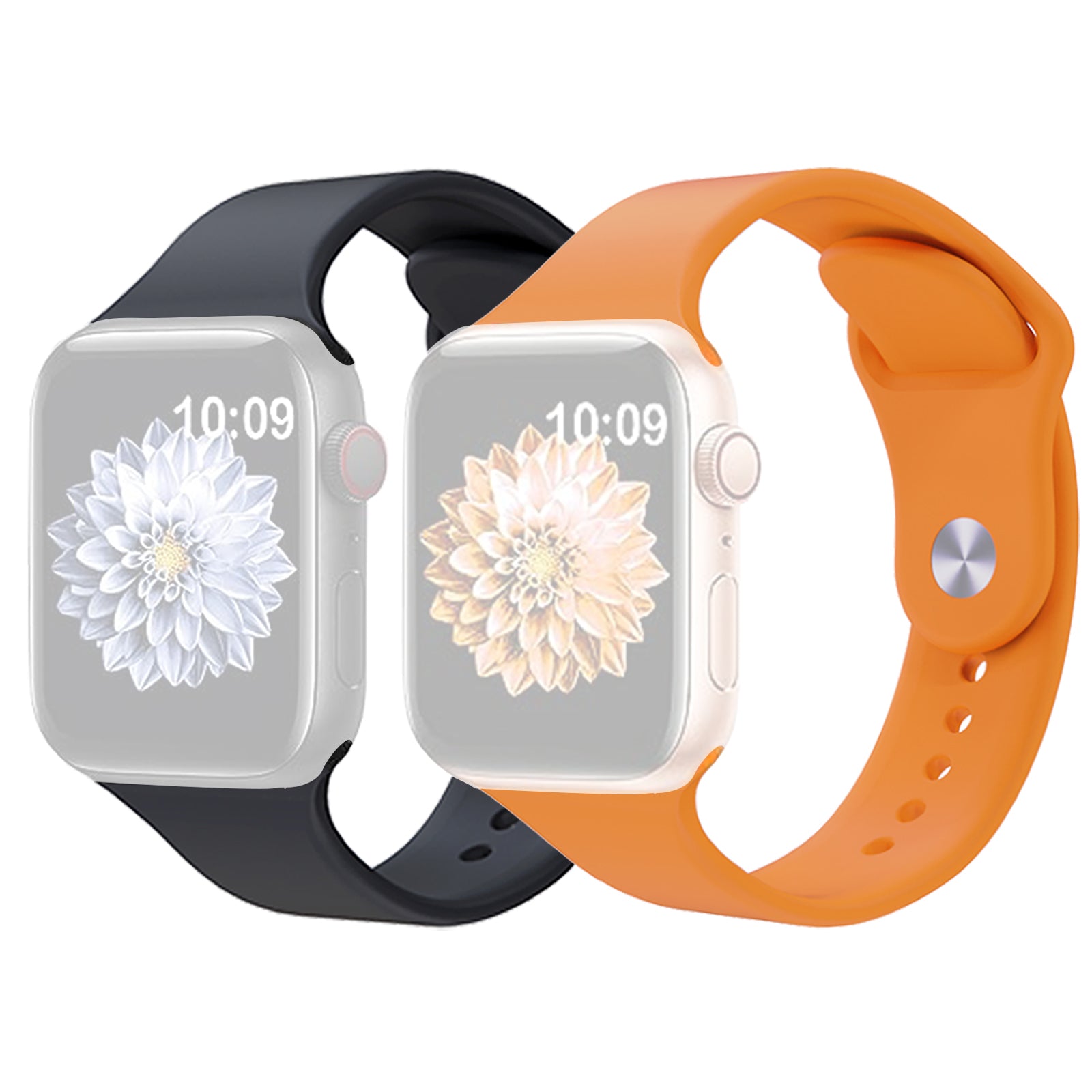 2Pcs Size M L AW Silicone Strap for Apple Watch Series 9 8 7 41mm 6 5 4 SE SE (2022) SE (2023) 40mm 3 2 1 38mm Adjustable Watch Band