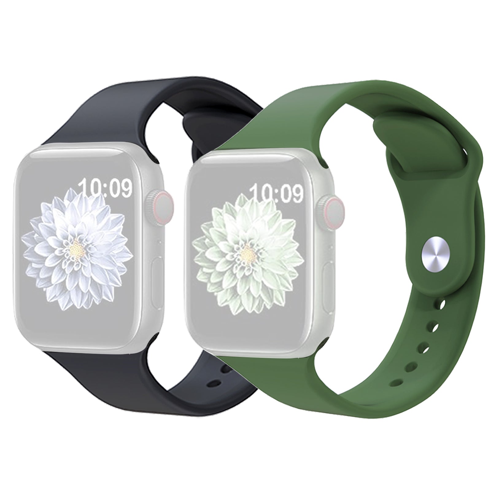2Pcs Size M L AW Silicone Strap for Apple Watch Series 9 8 7 41mm 6 5 4 SE SE (2022) SE (2023) 40mm 3 2 1 38mm Adjustable Watch Band