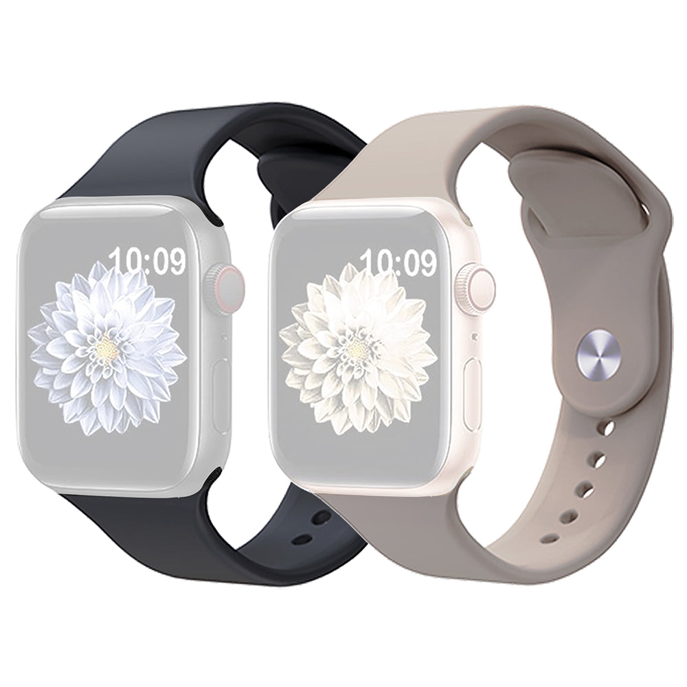2Pcs Size M L AW Silicone Strap for Apple Watch Series 9 8 7 41mm 6 5 4 SE SE (2022) SE (2023) 40mm 3 2 1 38mm Adjustable Watch Band