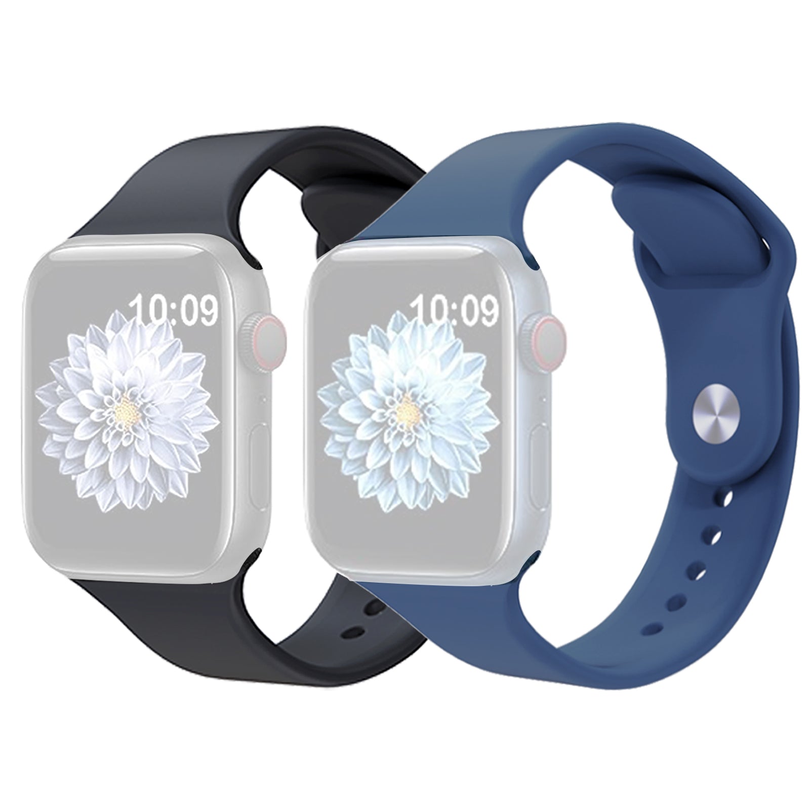 2Pcs Size M L AW Silicone Strap for Apple Watch Series 9 8 7 41mm 6 5 4 SE SE (2022) SE (2023) 40mm 3 2 1 38mm Adjustable Watch Band