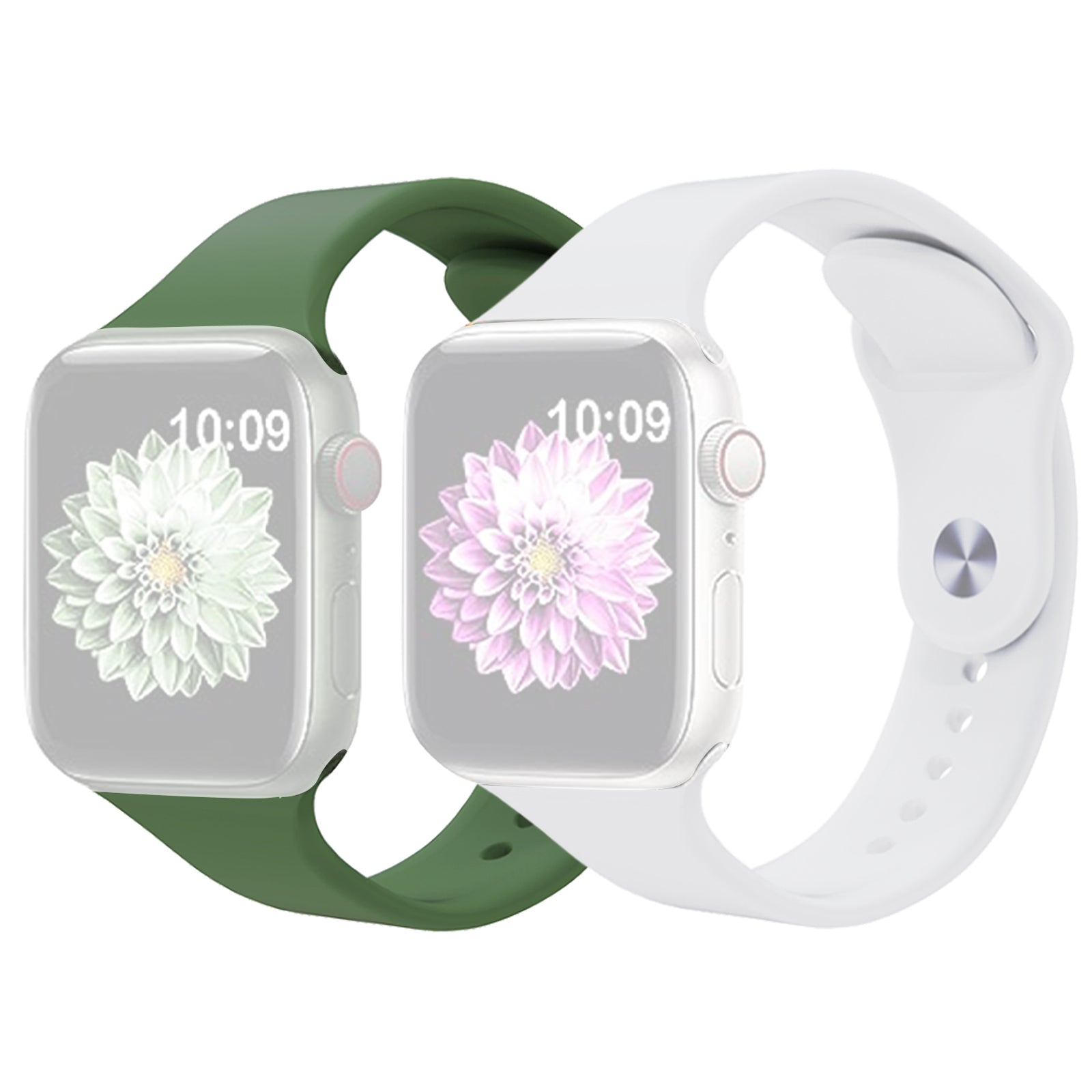 2Pcs Size M L AW Silicone Strap for Apple Watch Series 9 8 7 41mm 6 5 4 SE SE (2022) SE (2023) 40mm 3 2 1 38mm Adjustable Watch Band