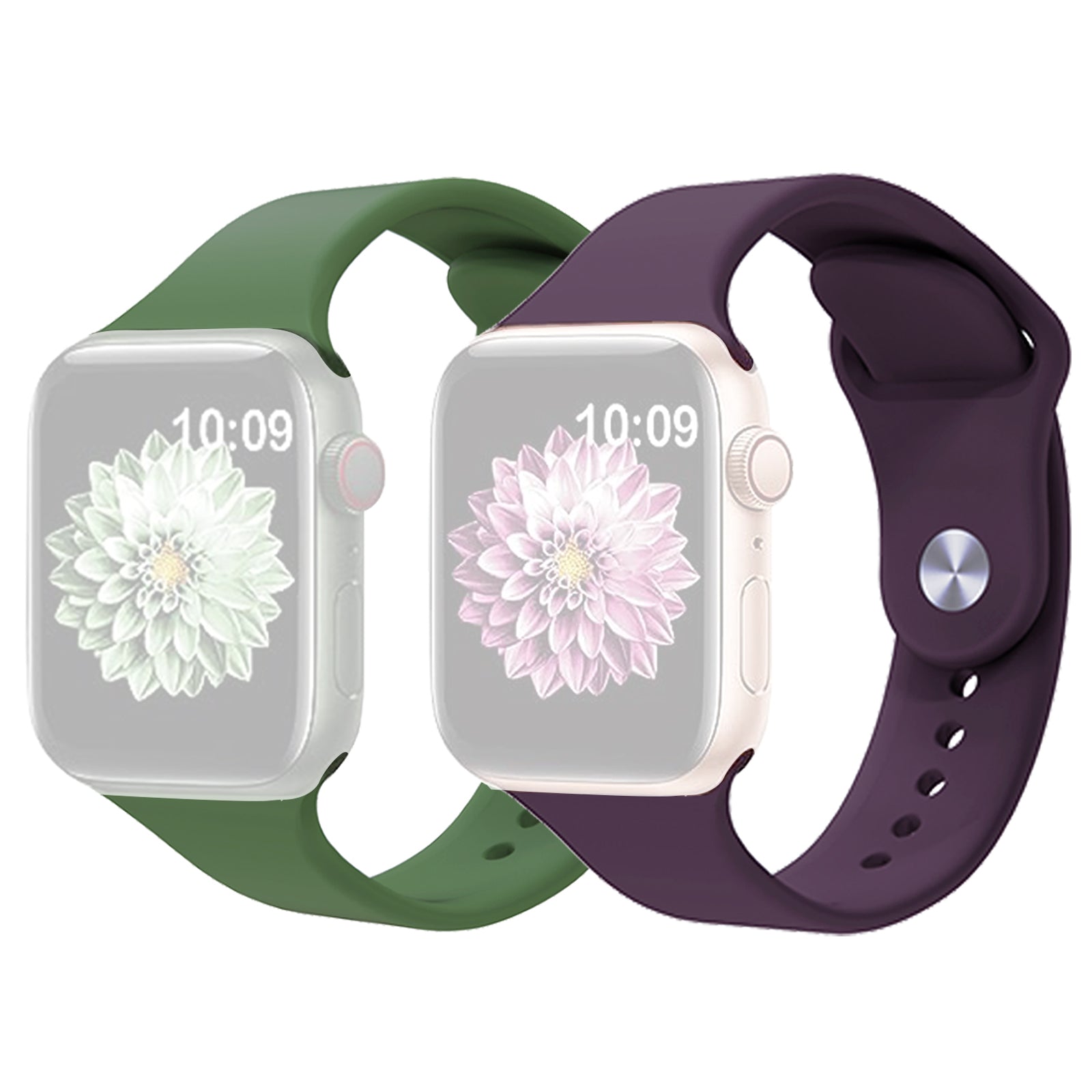 2Pcs Size M L AW Silicone Strap for Apple Watch Series 9 8 7 41mm 6 5 4 SE SE (2022) SE (2023) 40mm 3 2 1 38mm Adjustable Watch Band