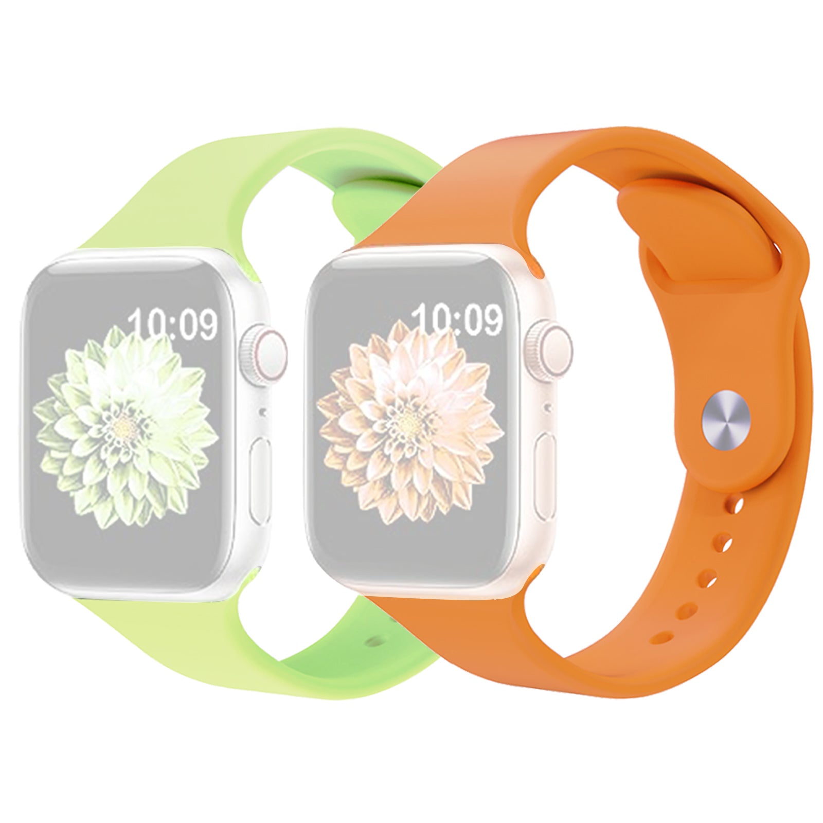 2Pcs Size M L AW Silicone Strap for Apple Watch Series 9 8 7 41mm 6 5 4 SE SE (2022) SE (2023) 40mm 3 2 1 38mm Adjustable Watch Band
