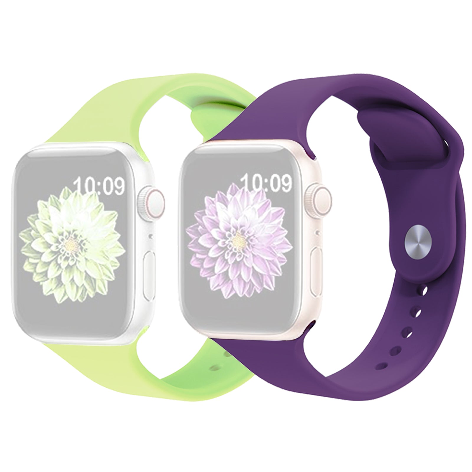 2Pcs Size M L AW Silicone Strap for Apple Watch Series 9 8 7 41mm 6 5 4 SE SE (2022) SE (2023) 40mm 3 2 1 38mm Adjustable Watch Band