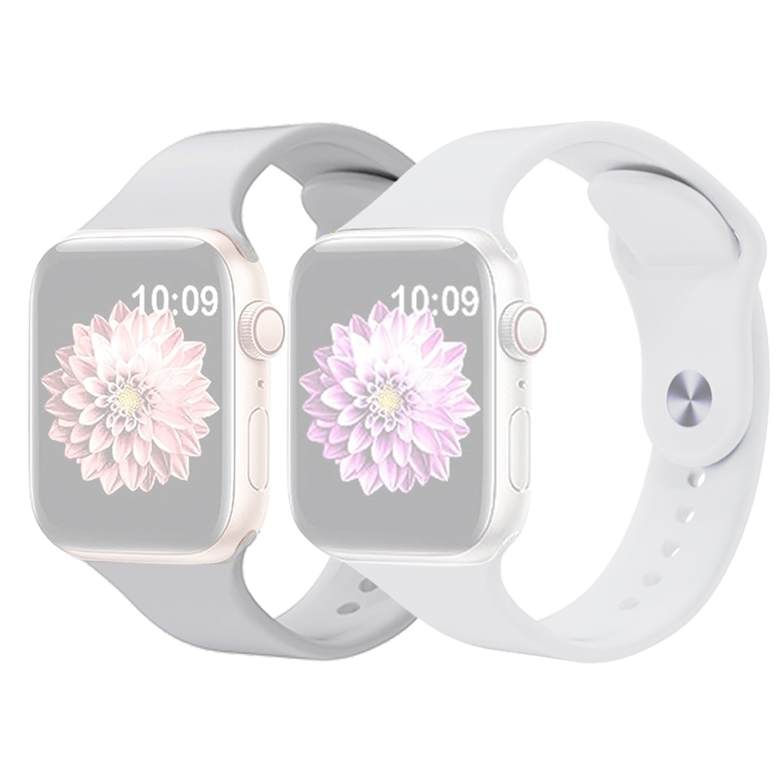 2Pcs Size M L AW Silicone Strap for Apple Watch Series 9 8 7 41mm 6 5 4 SE SE (2022) SE (2023) 40mm 3 2 1 38mm Adjustable Watch Band