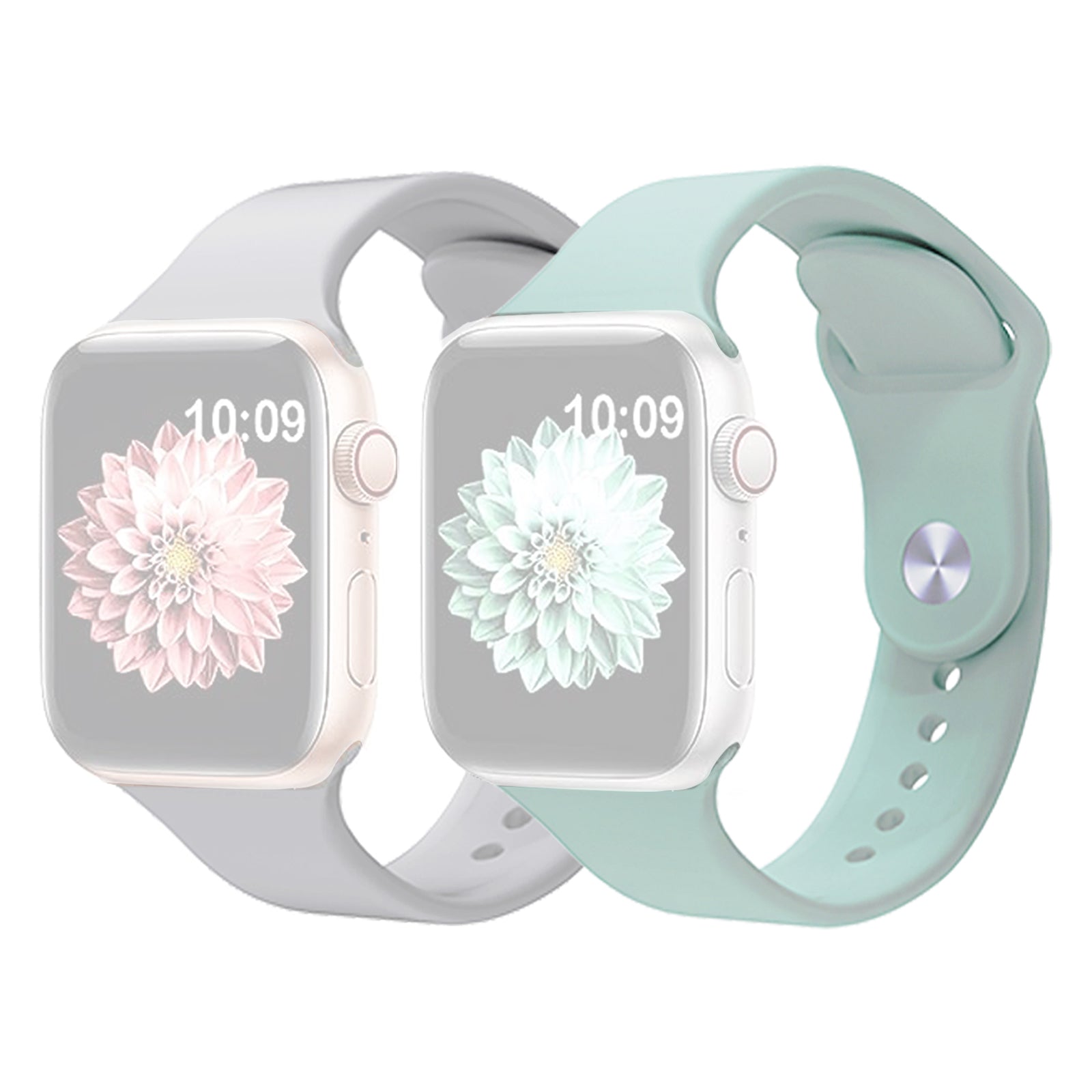 2Pcs Size M L AW Silicone Strap for Apple Watch Series 9 8 7 41mm 6 5 4 SE SE (2022) SE (2023) 40mm 3 2 1 38mm Adjustable Watch Band