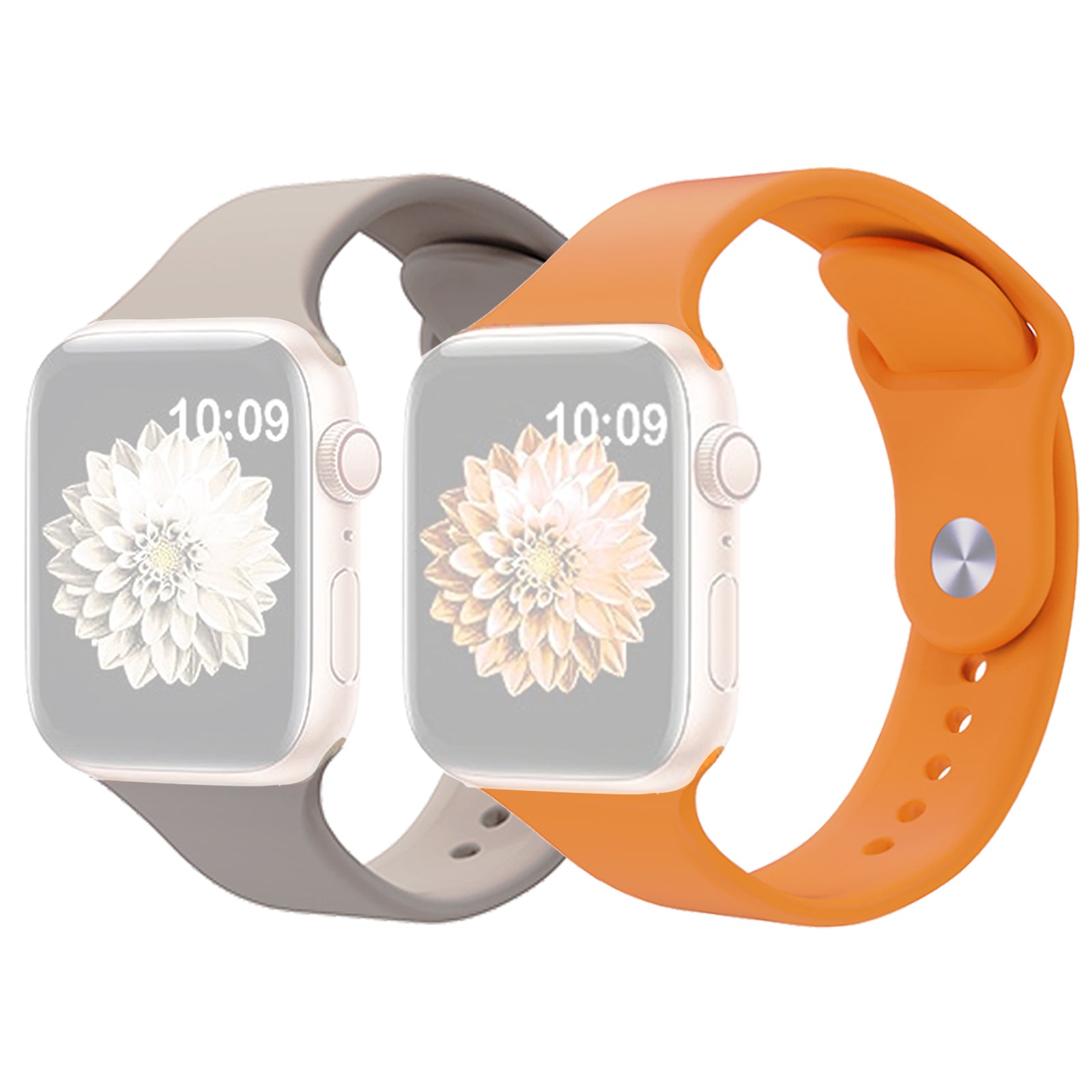 2Pcs Size M L AW Silicone Strap for Apple Watch Series 9 8 7 41mm 6 5 4 SE SE (2022) SE (2023) 40mm 3 2 1 38mm Adjustable Watch Band