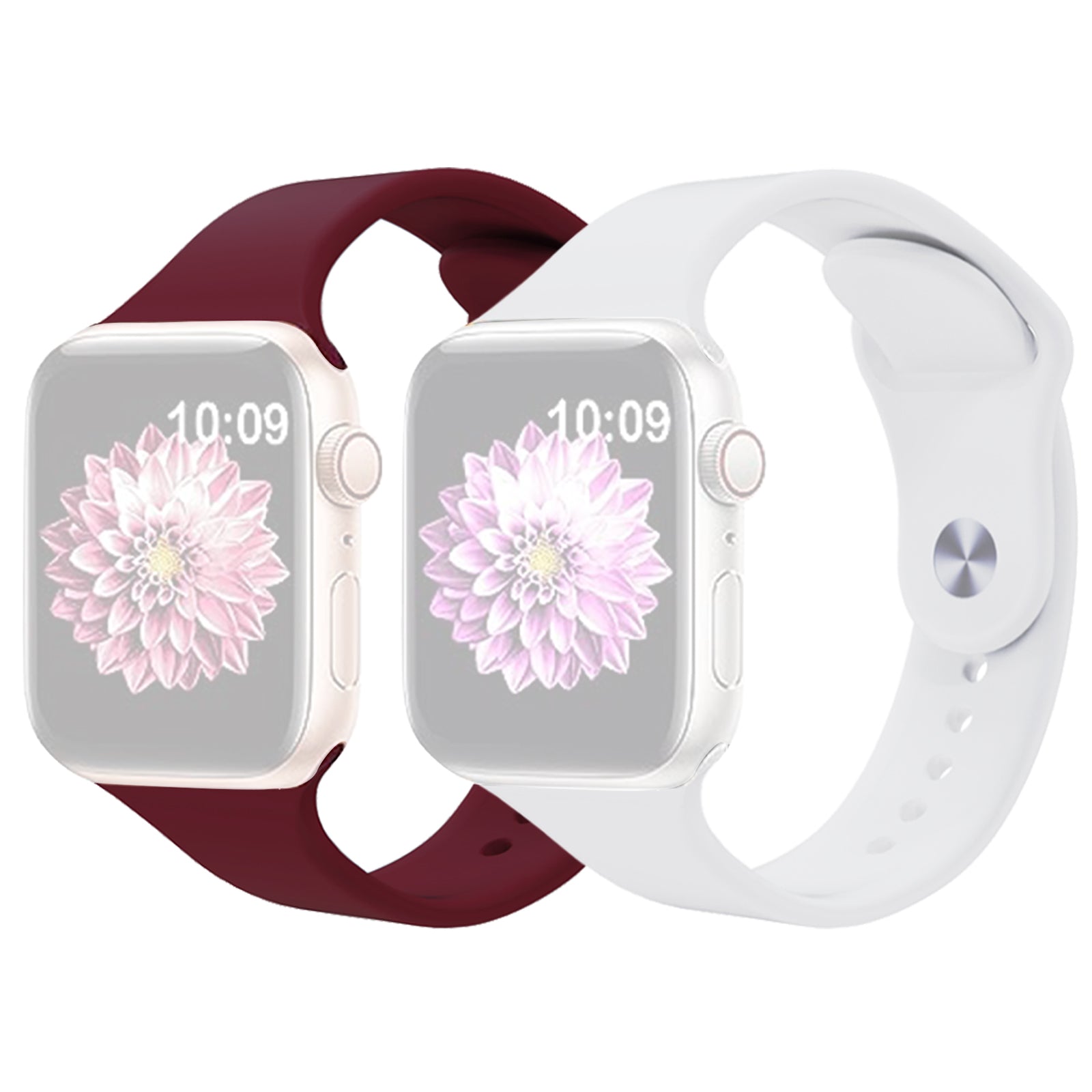 2Pcs Size M L AW Silicone Strap for Apple Watch Series 9 8 7 41mm 6 5 4 SE SE (2022) SE (2023) 40mm 3 2 1 38mm Adjustable Watch Band