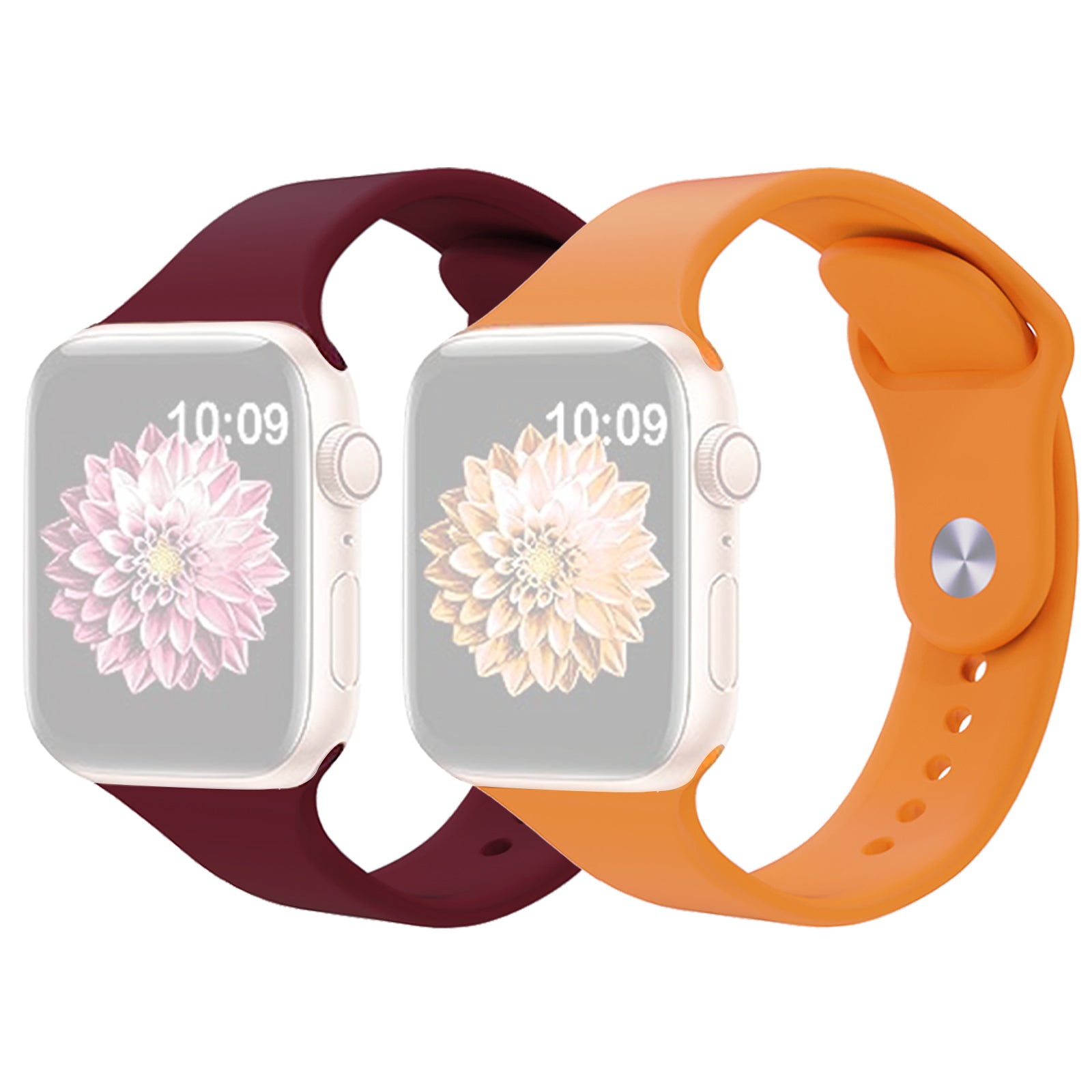 2Pcs Size M L AW Silicone Strap for Apple Watch Series 9 8 7 41mm 6 5 4 SE SE (2022) SE (2023) 40mm 3 2 1 38mm Adjustable Watch Band