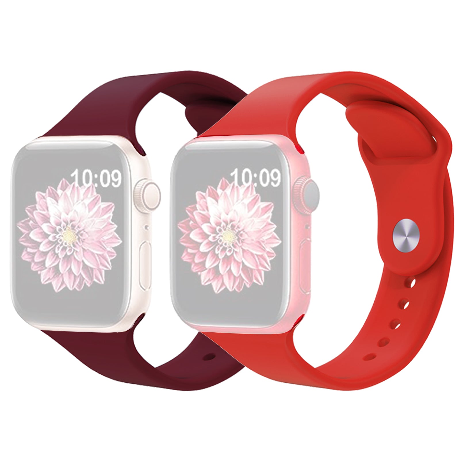 2Pcs Size M L AW Silicone Strap for Apple Watch Series 9 8 7 41mm 6 5 4 SE SE (2022) SE (2023) 40mm 3 2 1 38mm Adjustable Watch Band