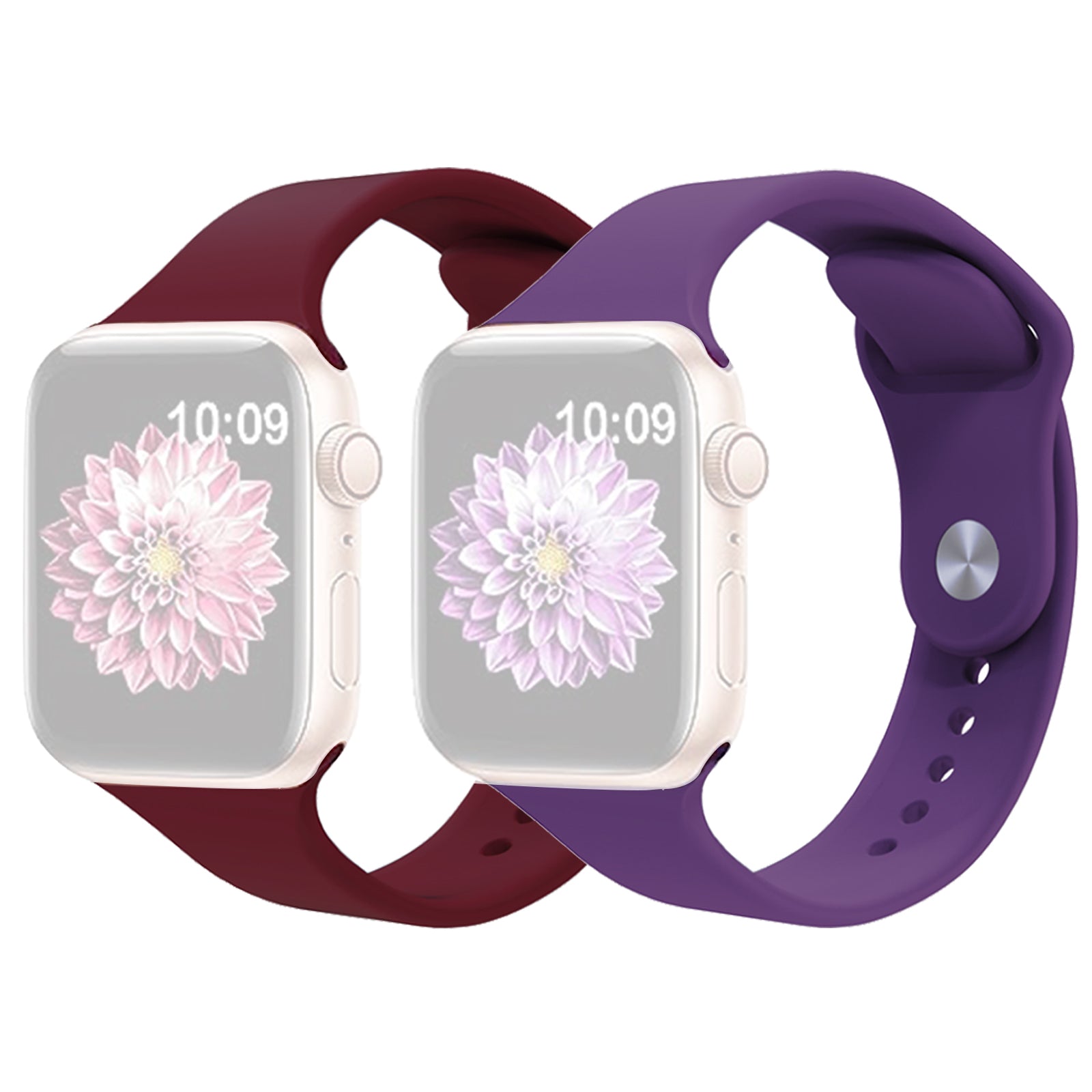 2Pcs Size M L AW Silicone Strap for Apple Watch Series 9 8 7 41mm 6 5 4 SE SE (2022) SE (2023) 40mm 3 2 1 38mm Adjustable Watch Band