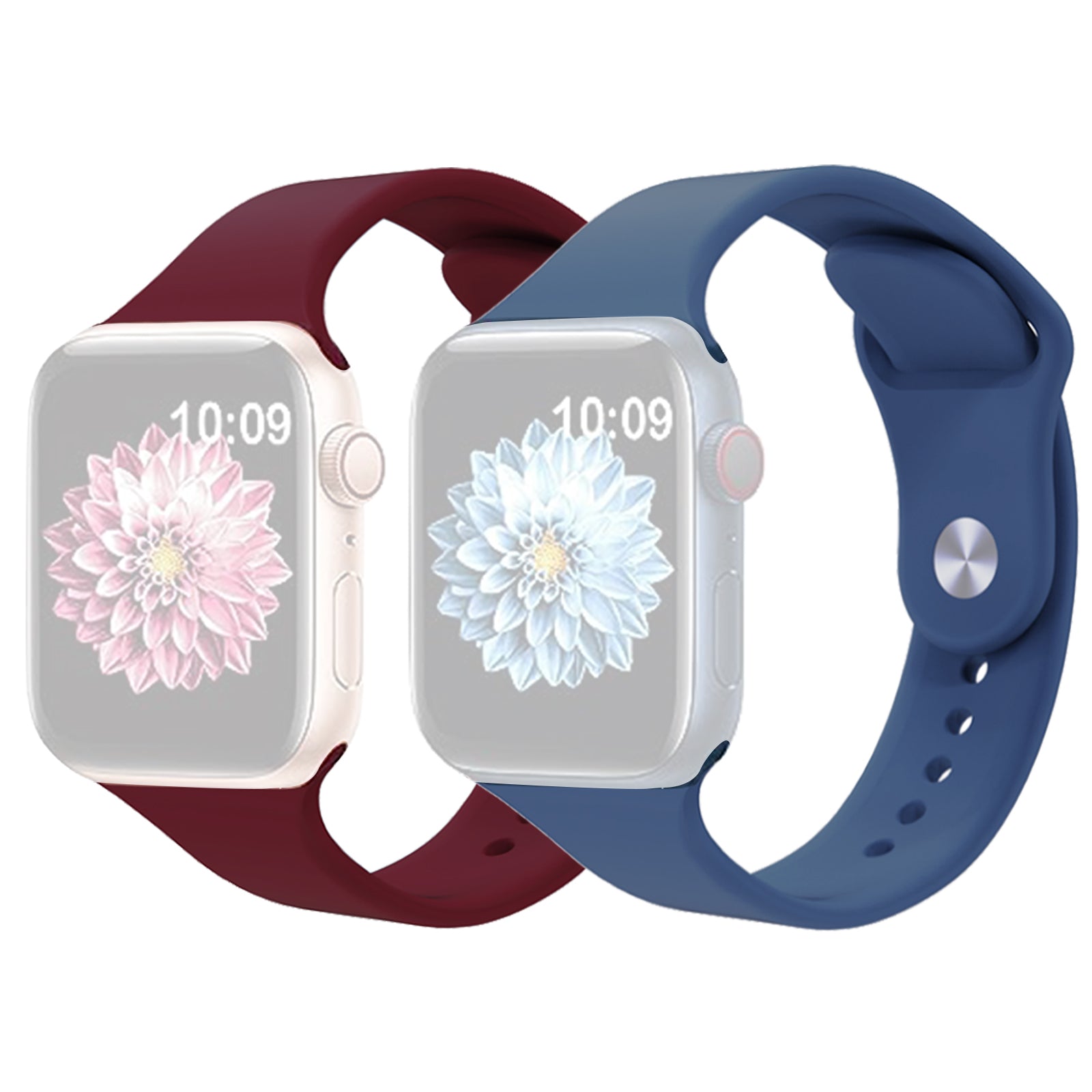 2Pcs Size M L AW Silicone Strap for Apple Watch Series 9 8 7 41mm 6 5 4 SE SE (2022) SE (2023) 40mm 3 2 1 38mm Adjustable Watch Band