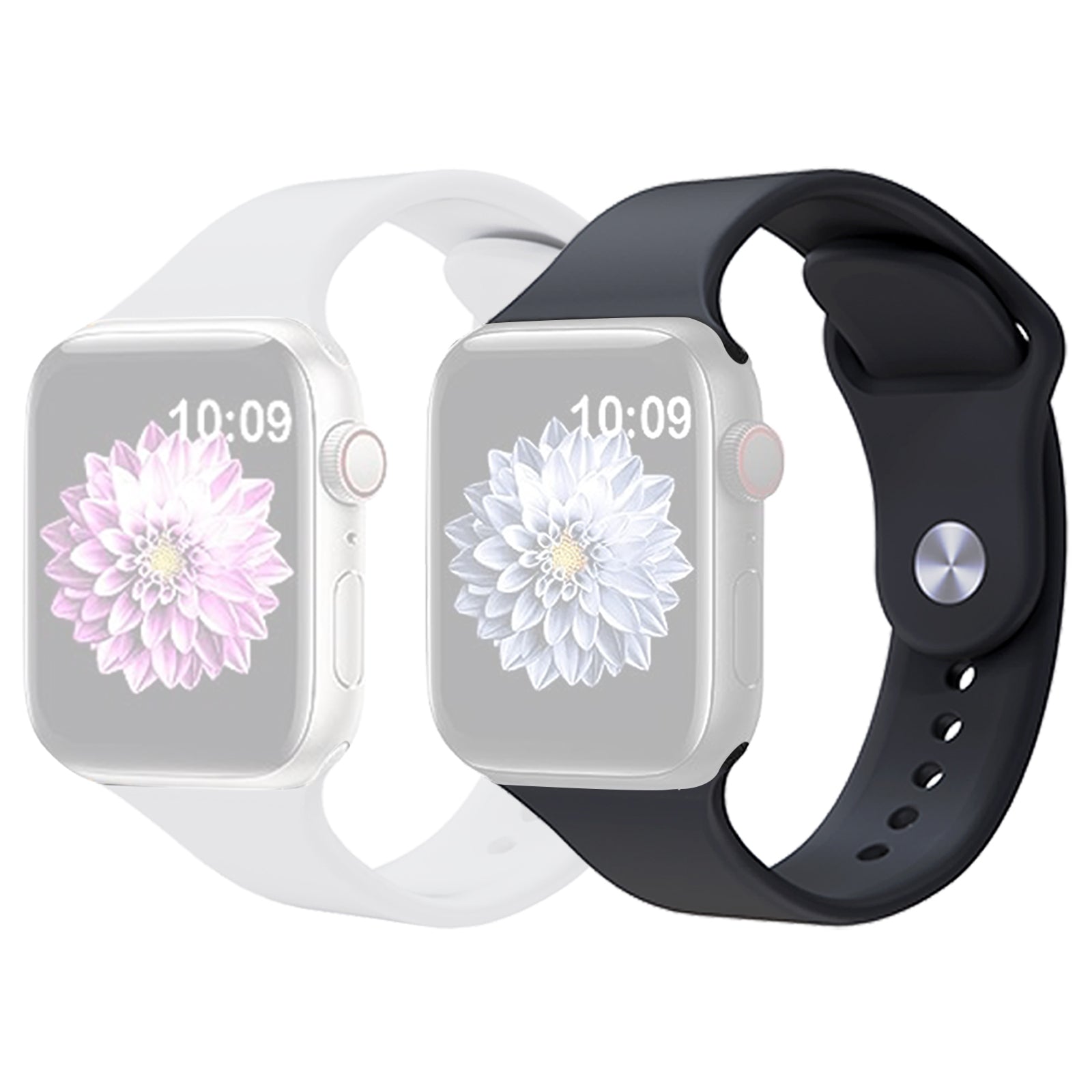For Apple Watch 9 8 7 41mm SE SE (2022) SE (2023) 6 5 4 40mm 3 2 1 38mm AW 2pcs Soft Silicone Smart Watch Band Strap Size S M