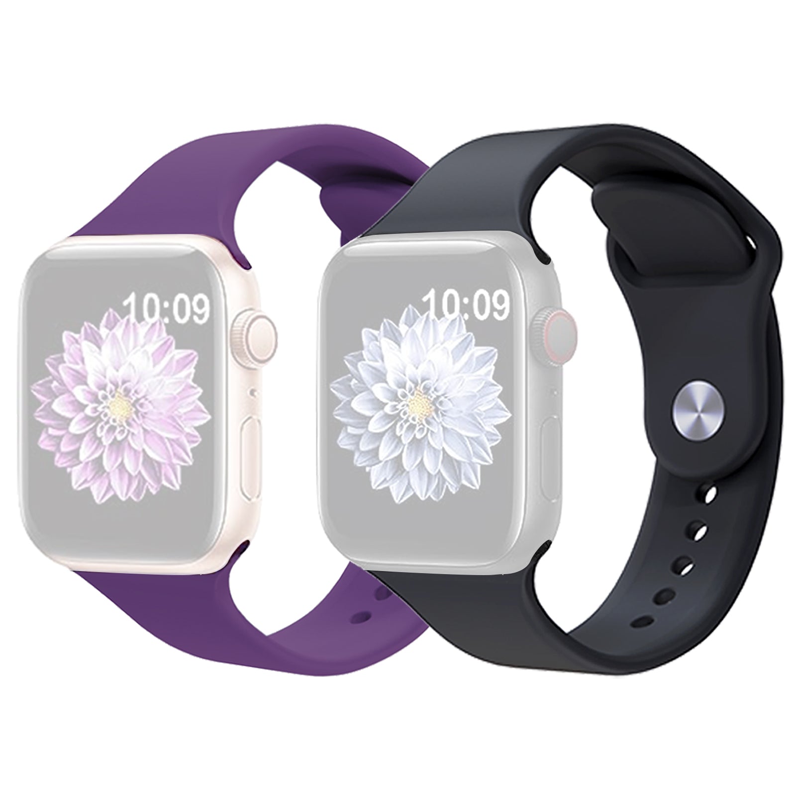 For Apple Watch 9 8 7 41mm SE SE (2022) SE (2023) 6 5 4 40mm 3 2 1 38mm AW 2pcs Soft Silicone Smart Watch Band Strap Size S M