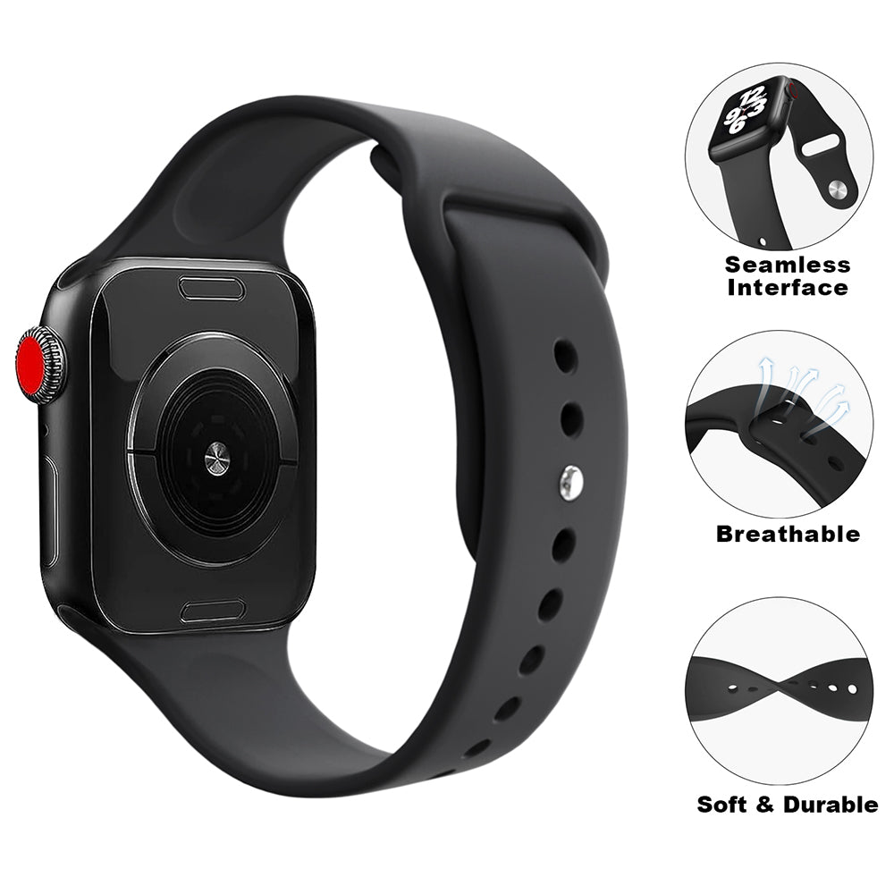 For Apple Watch Ultra 2 49mm Series 9 45mm SE (2023) 44mm Ultra 49mm 8 7 45mm 6 5 4 SE (2022) SE 44mm 3 2 1 42mm 6pcs AW Silicone Smart Watch Band Replacement Size S M