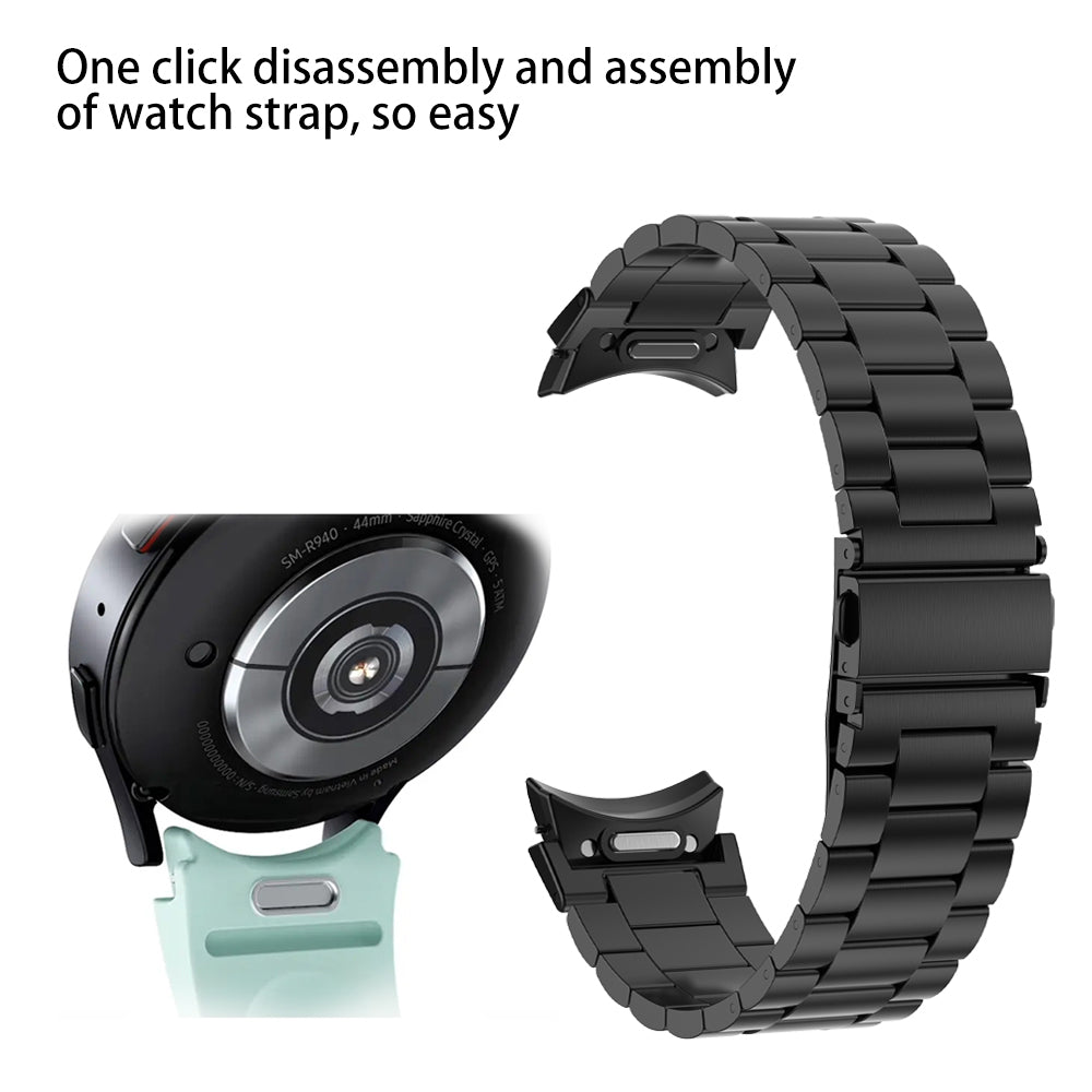For Samsung Galaxy Watch6 Watch6 Classic Watch 5 Watch 5 Pro Flat Buckle Watch Strap Metal Replacement Watch Band
