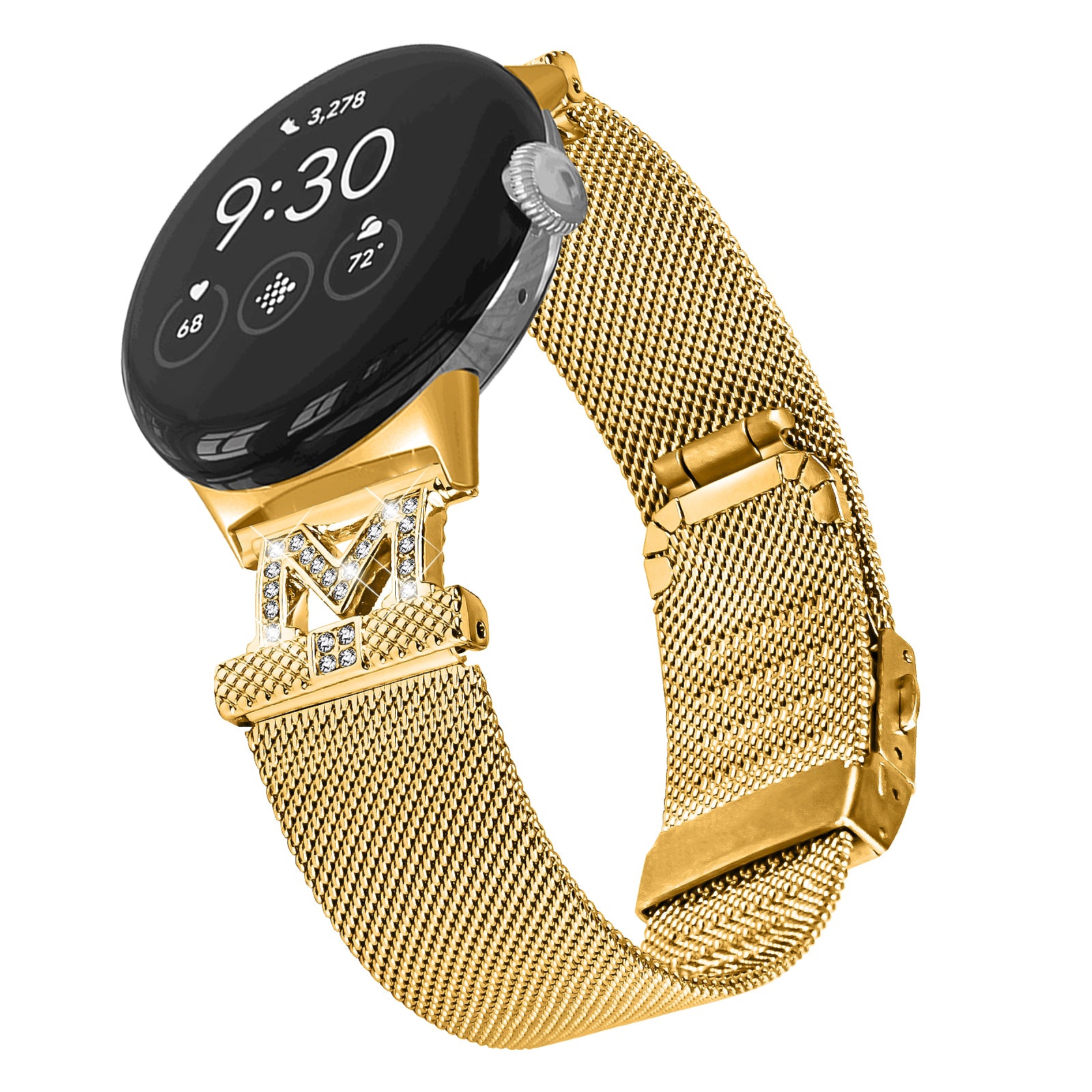 For Google Pixel Watch 2 Pixel Watch M-shape Design Watch Strap Milanese Stainless Steel Wrist Band with Buckle