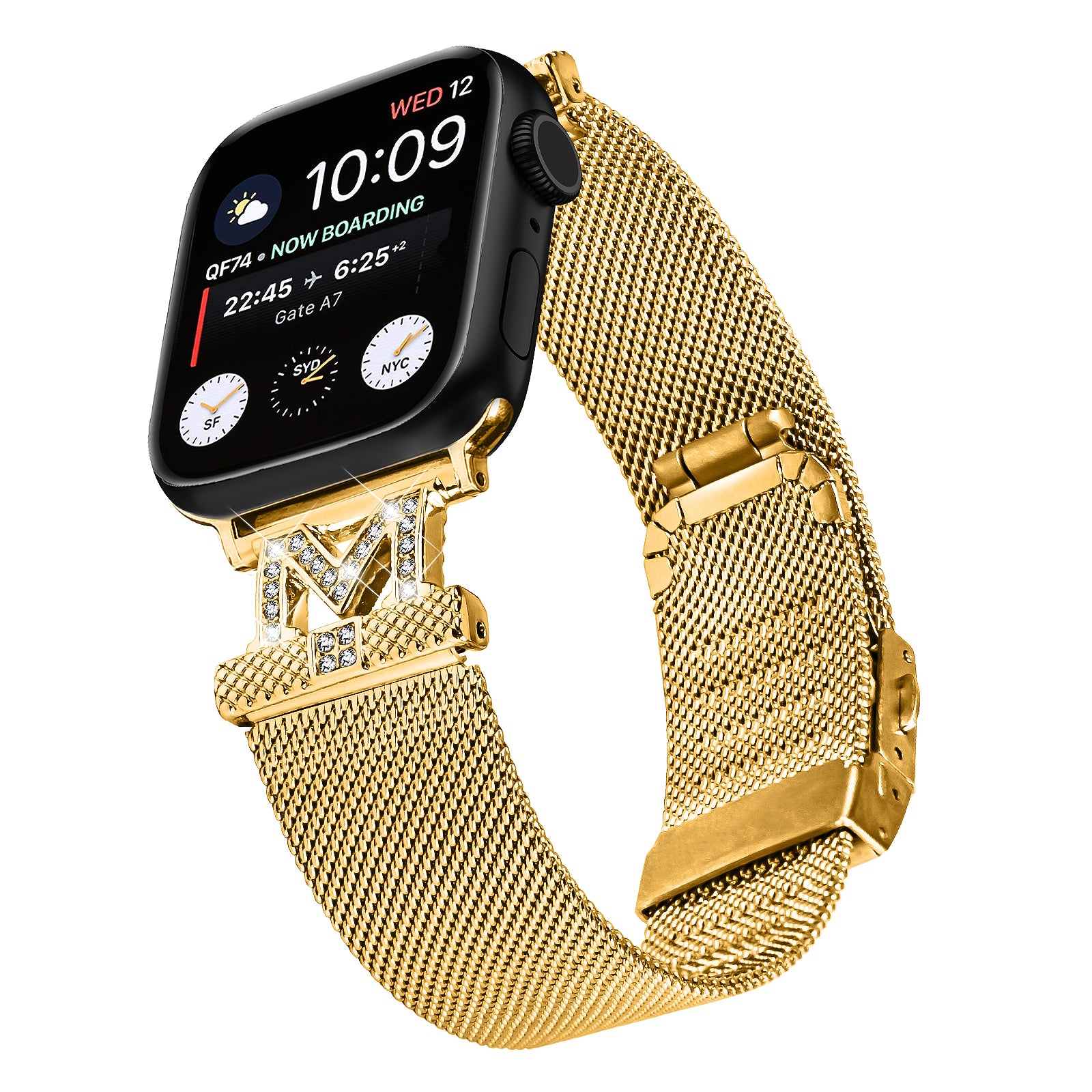 For Apple Watch Ultra 2 49mm Series 9 45mm SE (2023) 44mm Ultra 49mm 8 7 45mm 6 5 4 SE (2022) SE 44mm 3 2 1 42mm Milanese Stainless Steel Band Rhinestone Decor Strap