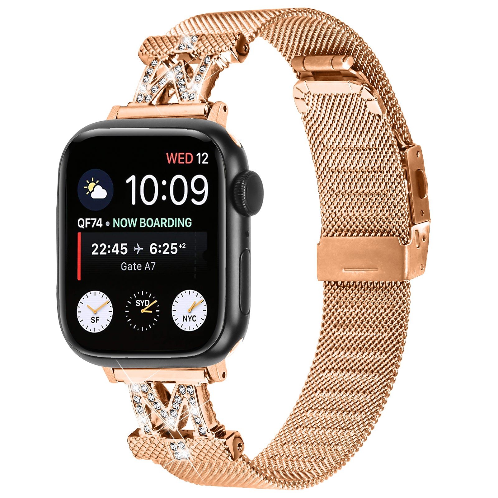 Stainless Steel Band for Apple Watch Series 9 8 7 41mm SE (2023) SE (2022) SE 6 5 4 40mm 3 2 1 38mm M-shape Design Milanese Watch Strap