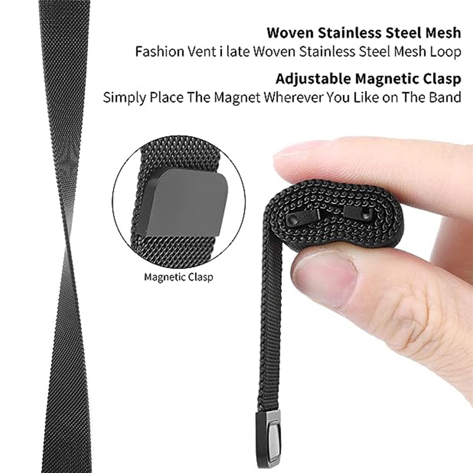 Milanese Mesh Band for Garmin Forerunner 255S Xiaomi Mi Watch 18mm Stainless Steel Magnetic Wristband