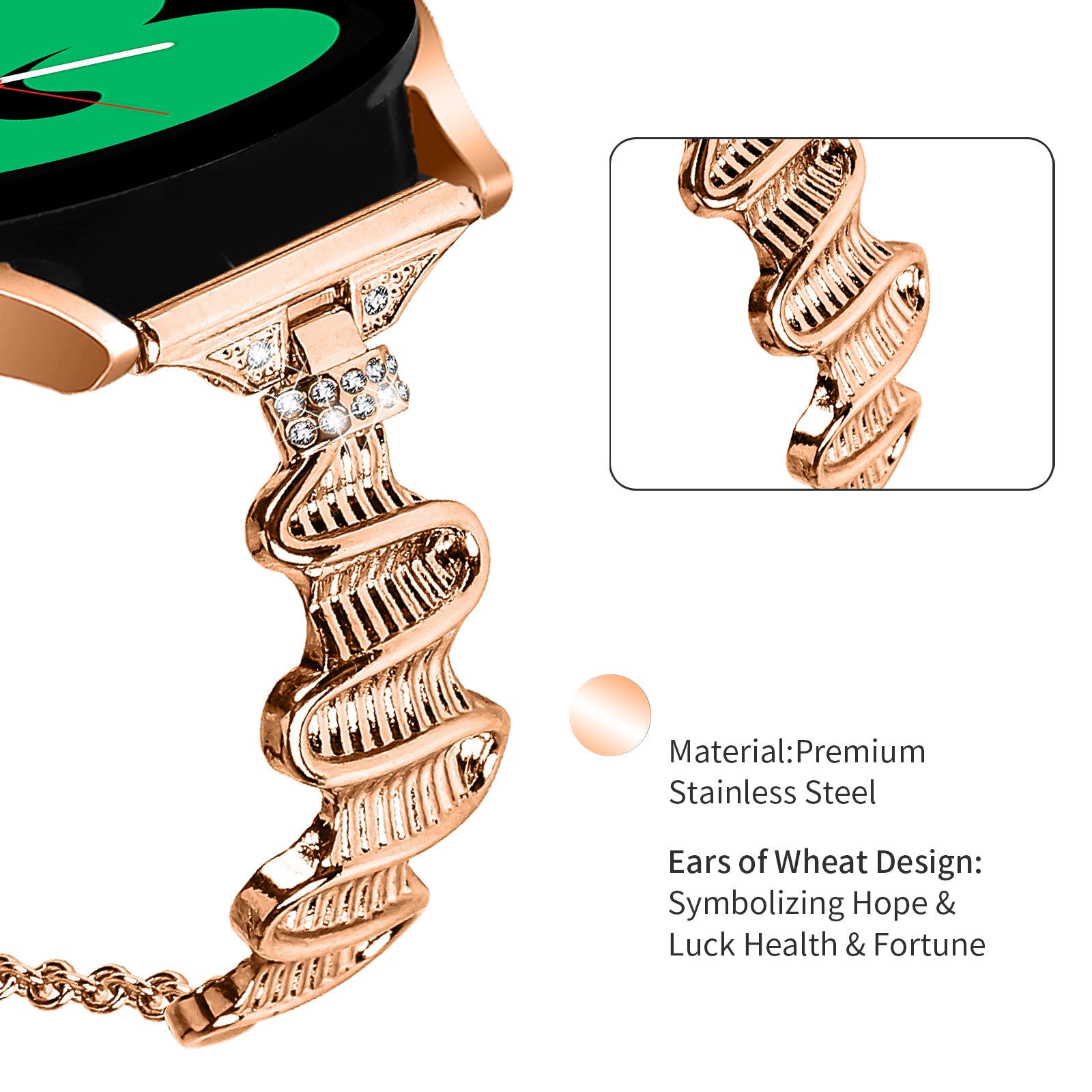 For Samsung Galaxy Watch Active Active2 40mm Active2 44mm Rhinestone Decor Stainless Steel Watch Band 20mm Bracelet Strap
