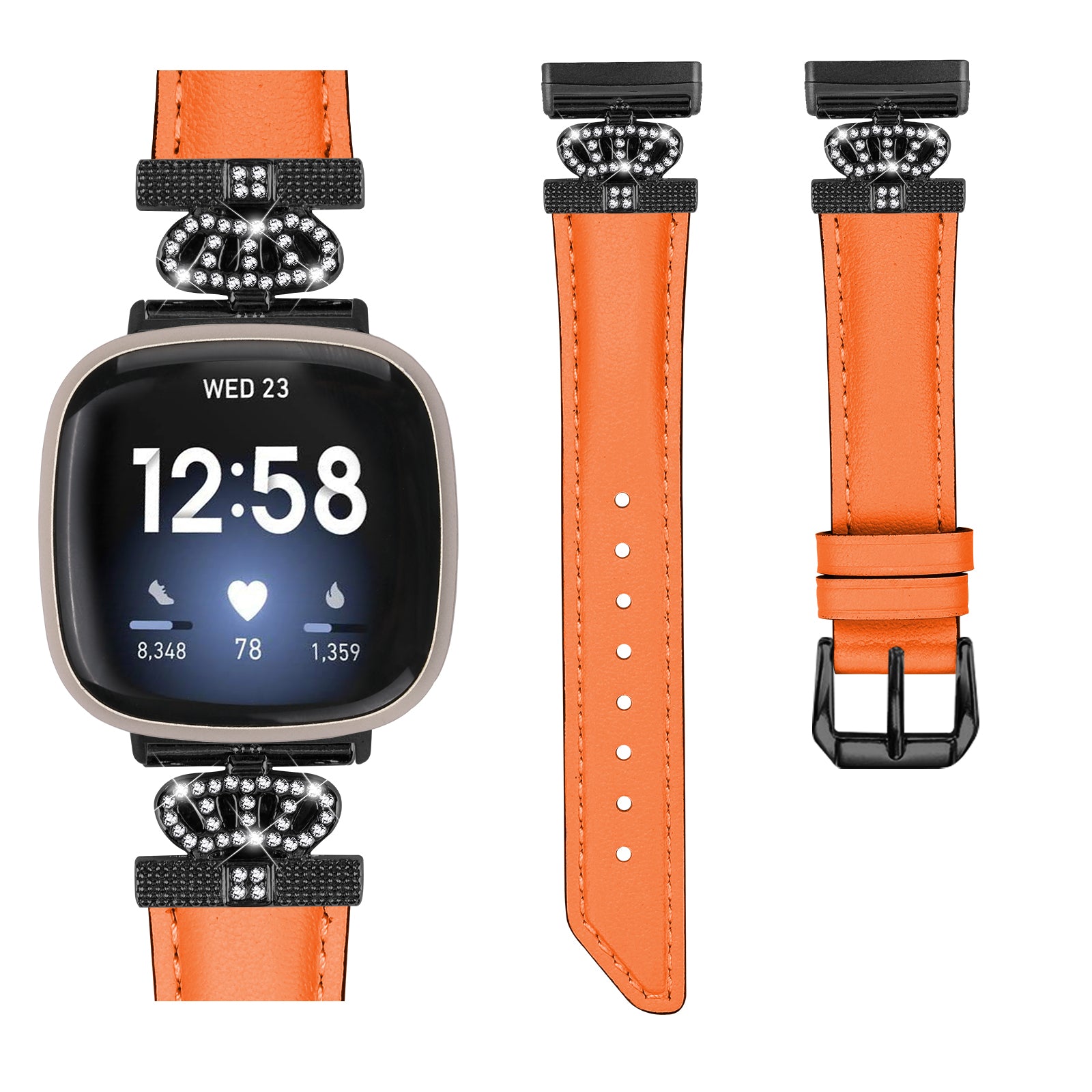 For Fitbit Versa 3 Versa 4 Sense Sense 2 Black Buckle Watch Strap Genuine Cowhide Leather Wristband
